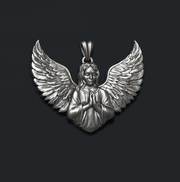 Girl angel pendant 3D print model_5