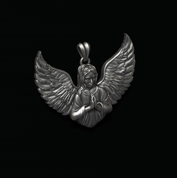 Girl angel pendant 3D print model_4
