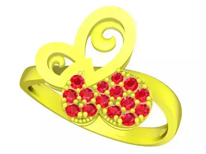 A5307 Cute Diamond Butterfly Ring for Girls 3D Print