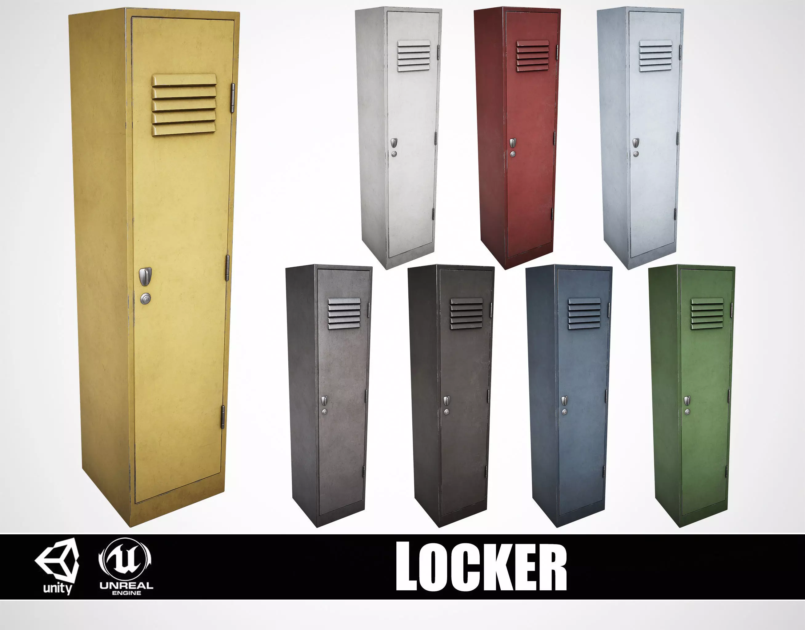 Large School Gym Locker Low-poly 3D model_0