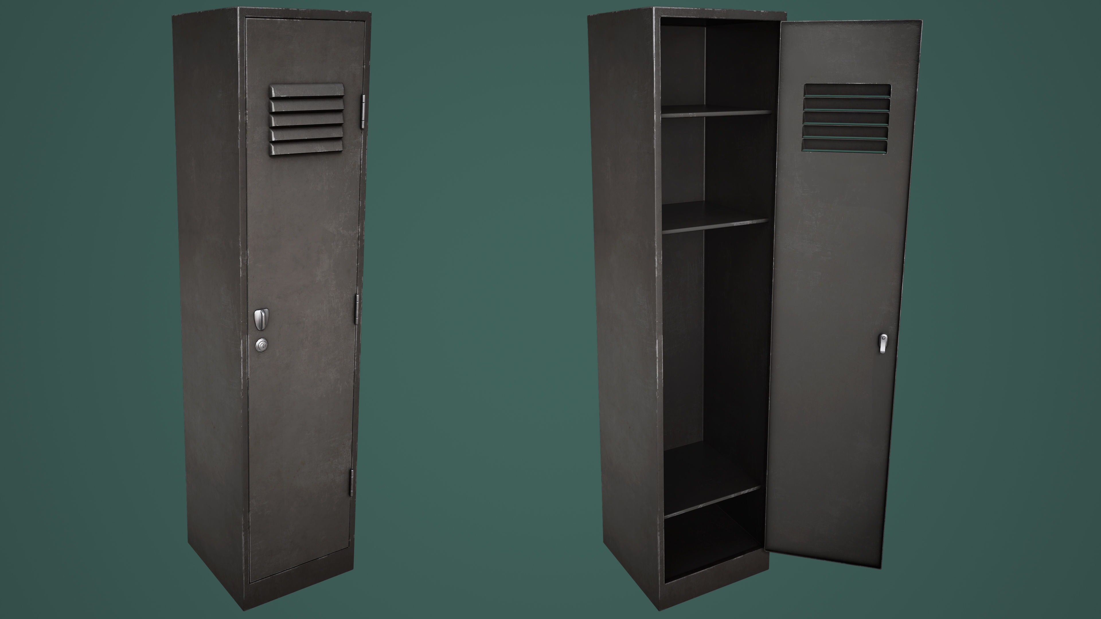 Large School Gym Locker Low-poly 3D model_10