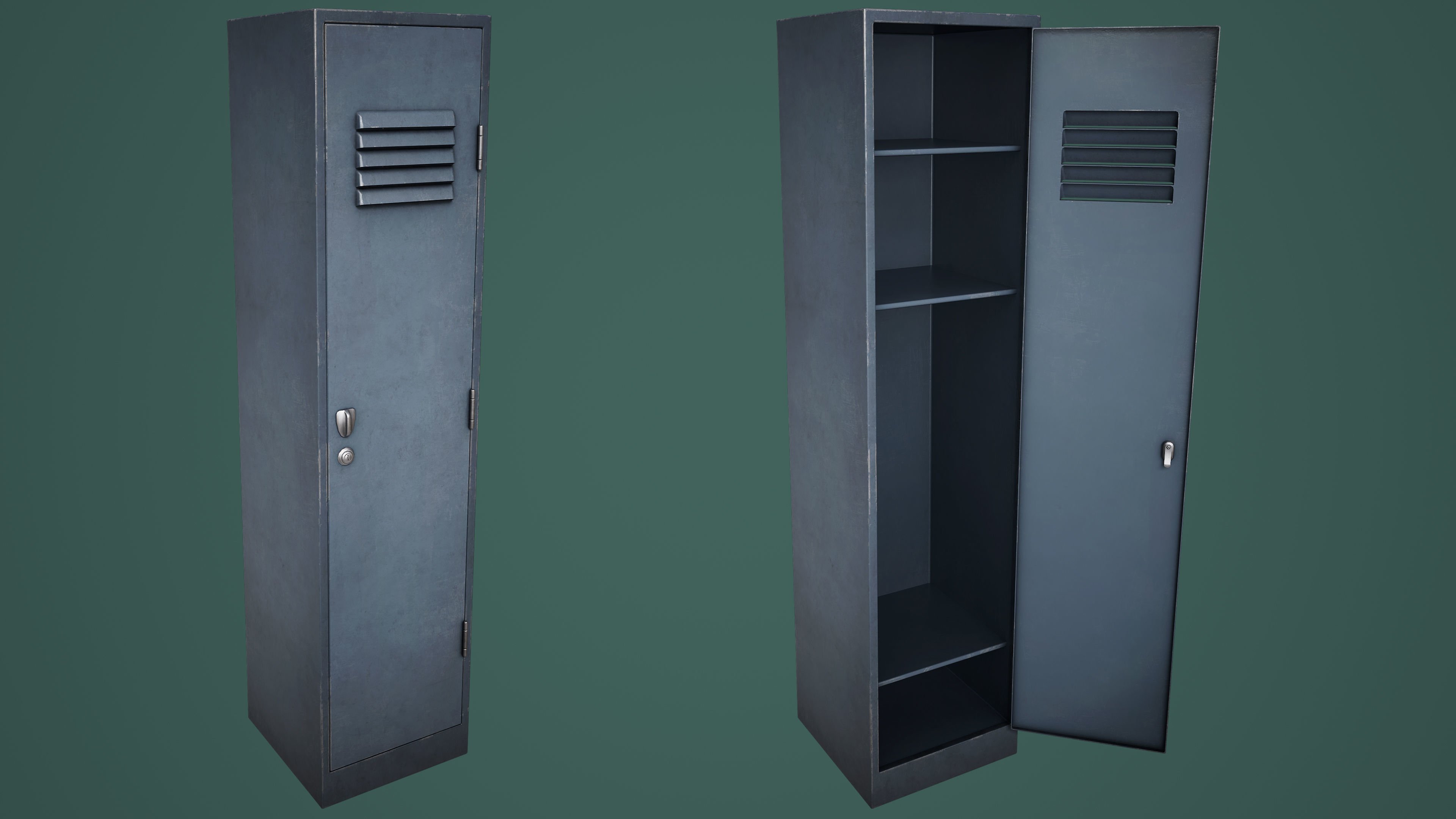 Large School Gym Locker Low-poly 3D model_9