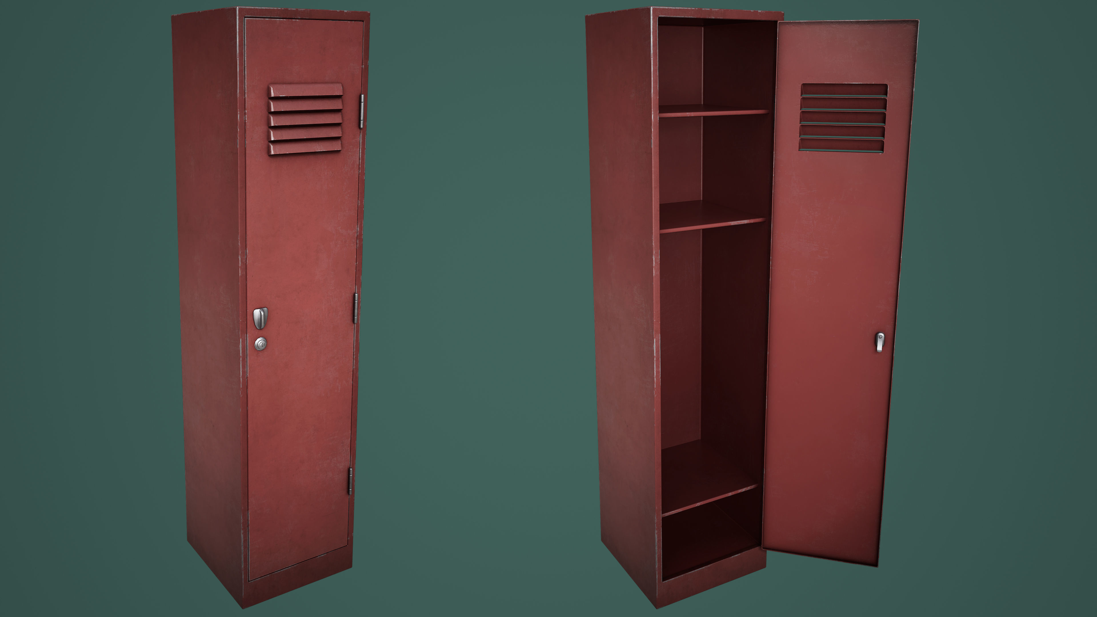 Large School Gym Locker Low-poly 3D model_7