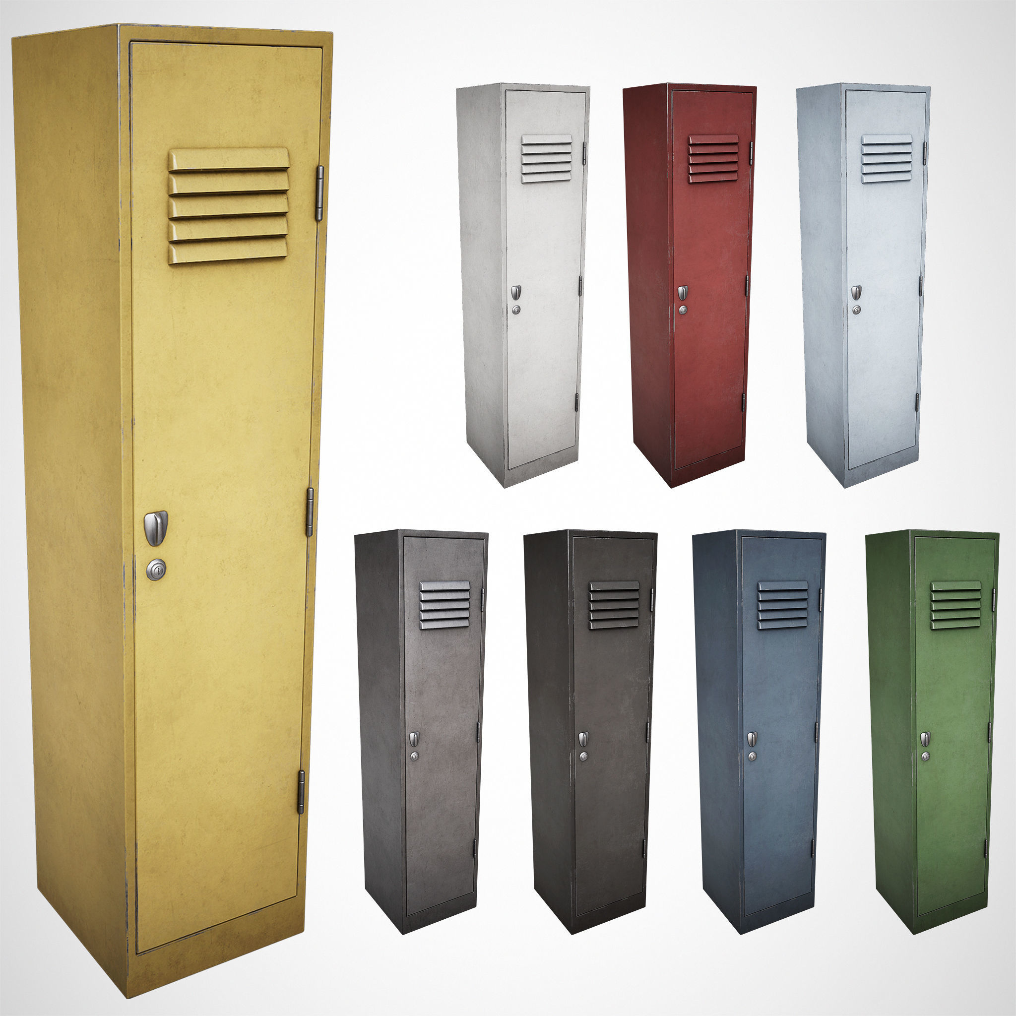 Large School Gym Locker Low-poly 3D model_2