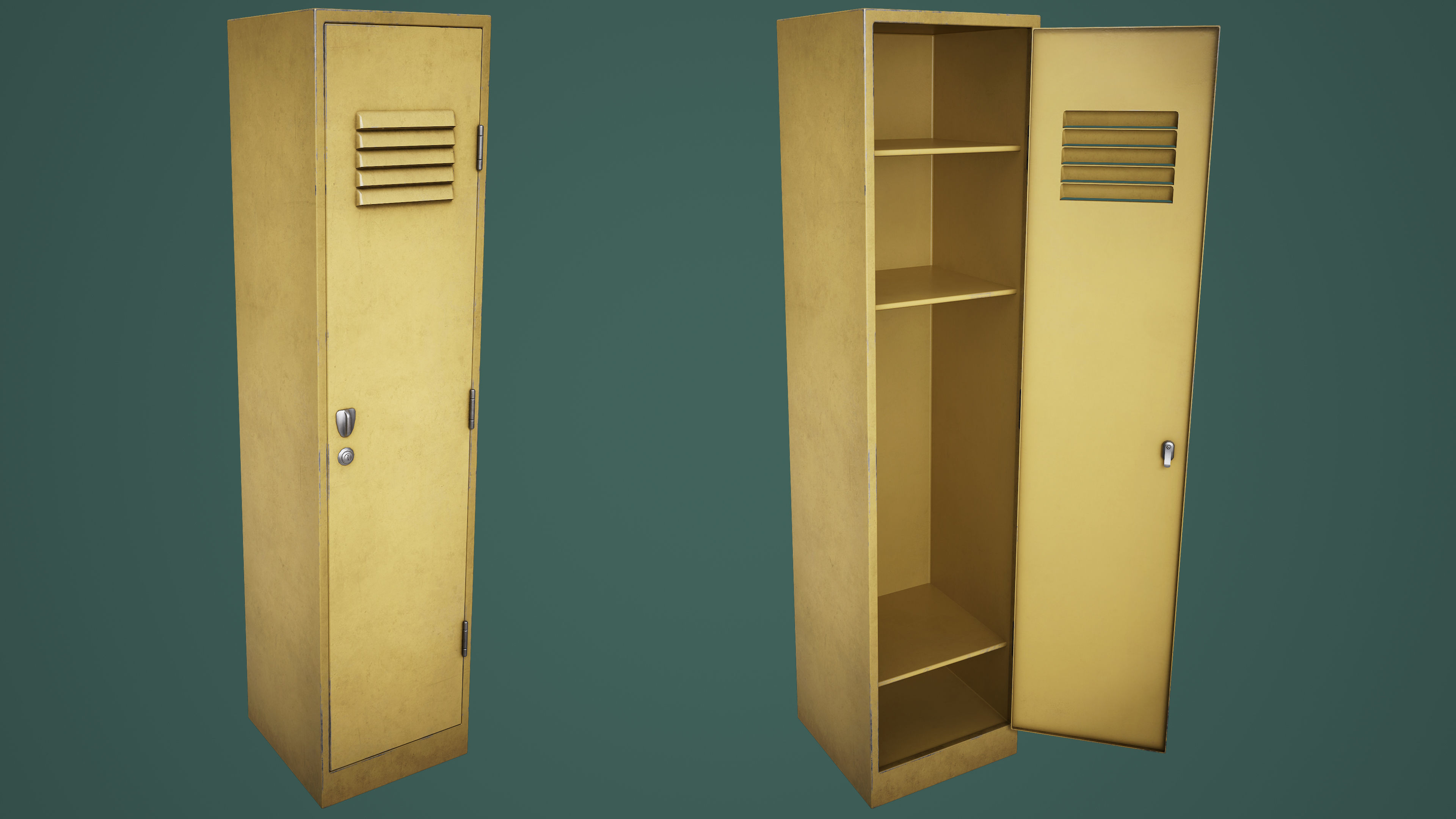 Large School Gym Locker Low-poly 3D model_6