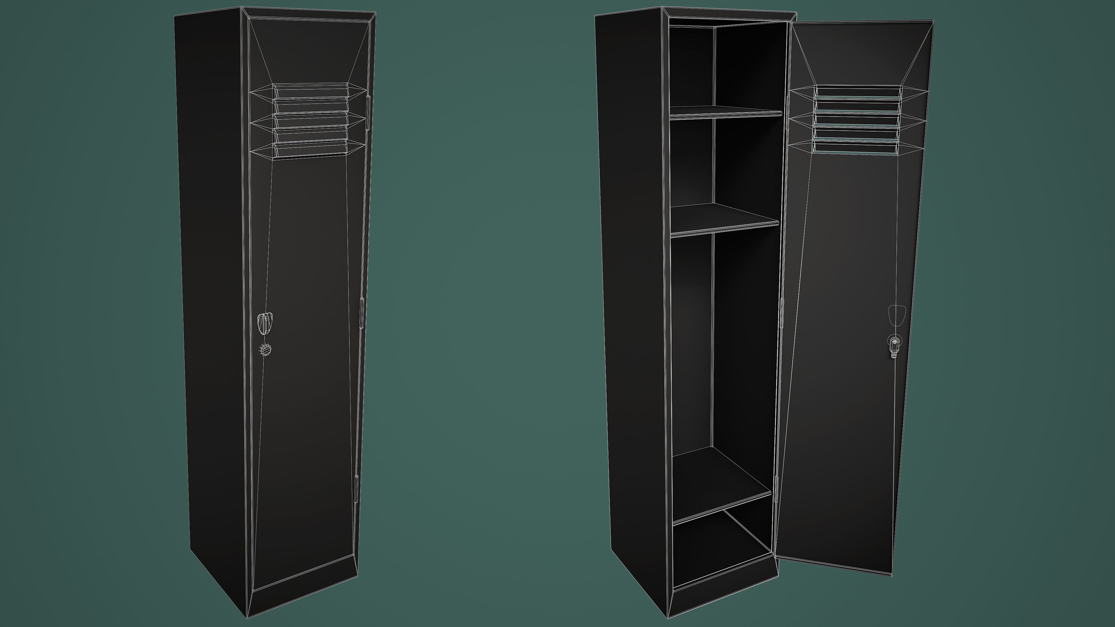 Large School Gym Locker Low-poly 3D model_11
