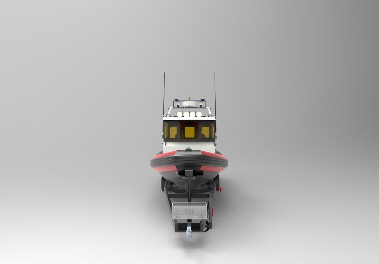 Patrol boat with trailer 3D model_2