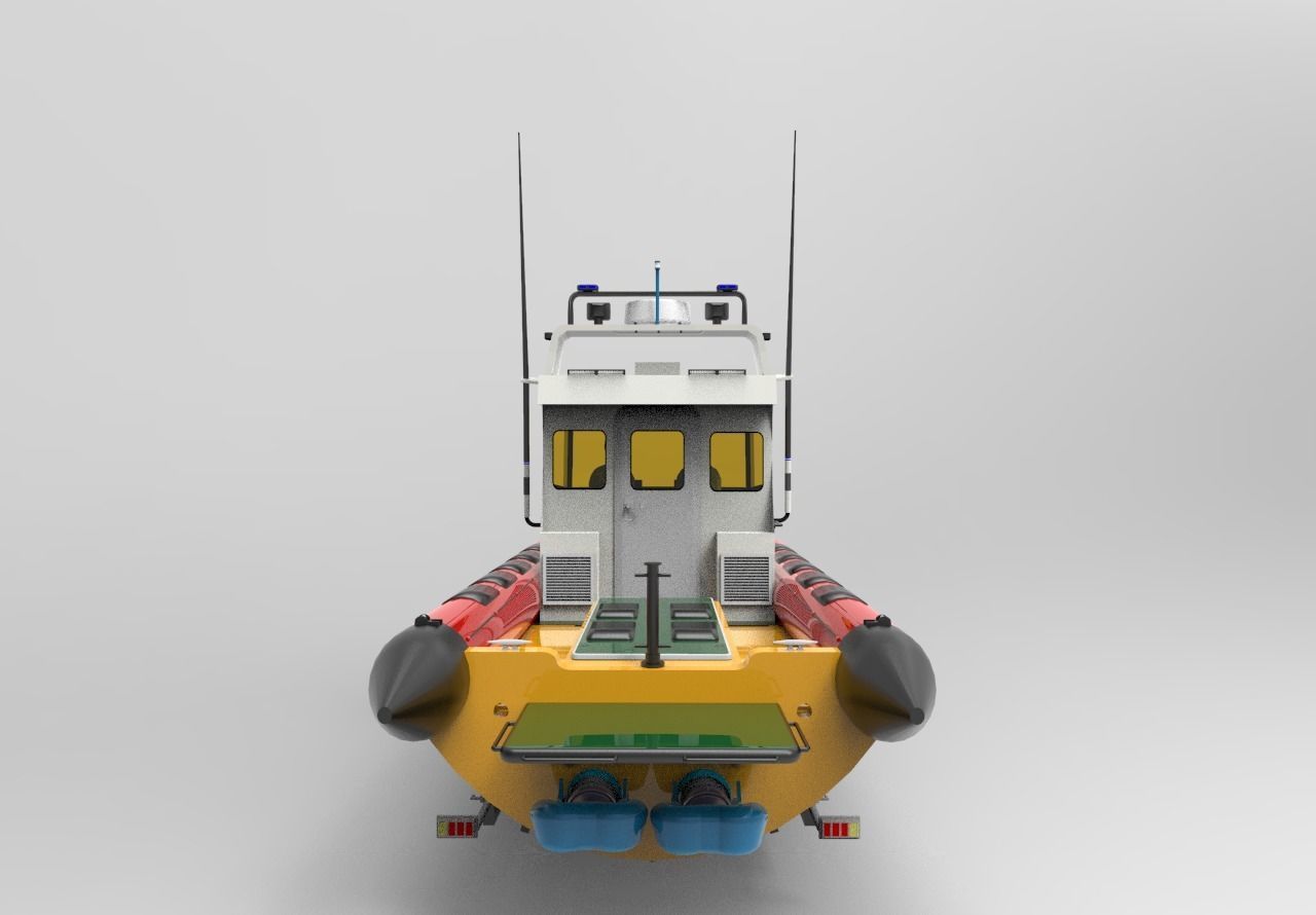 Patrol boat with trailer 3D model_3
