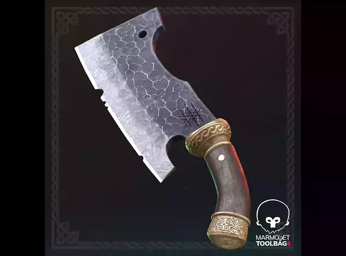 Medieval Sword War Cleaver Melee Weapon Game-Ready model