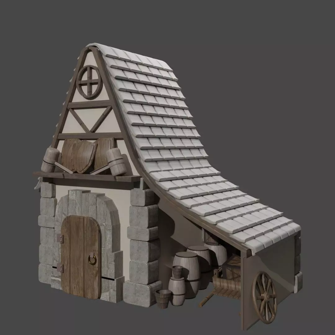 Blacksmith house Cottage Style 3D model_0