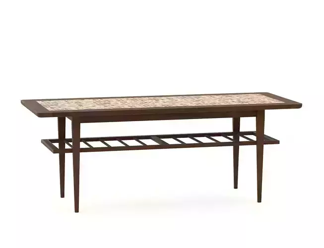 Low Poly Mid Century Wooden Low Coffee Table