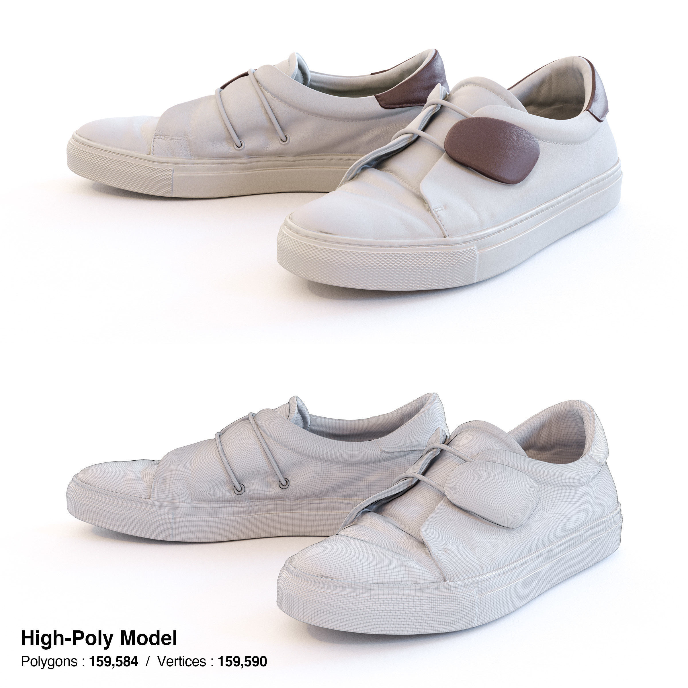 Elastic Strap Sneaker Low-poly 3D model_4