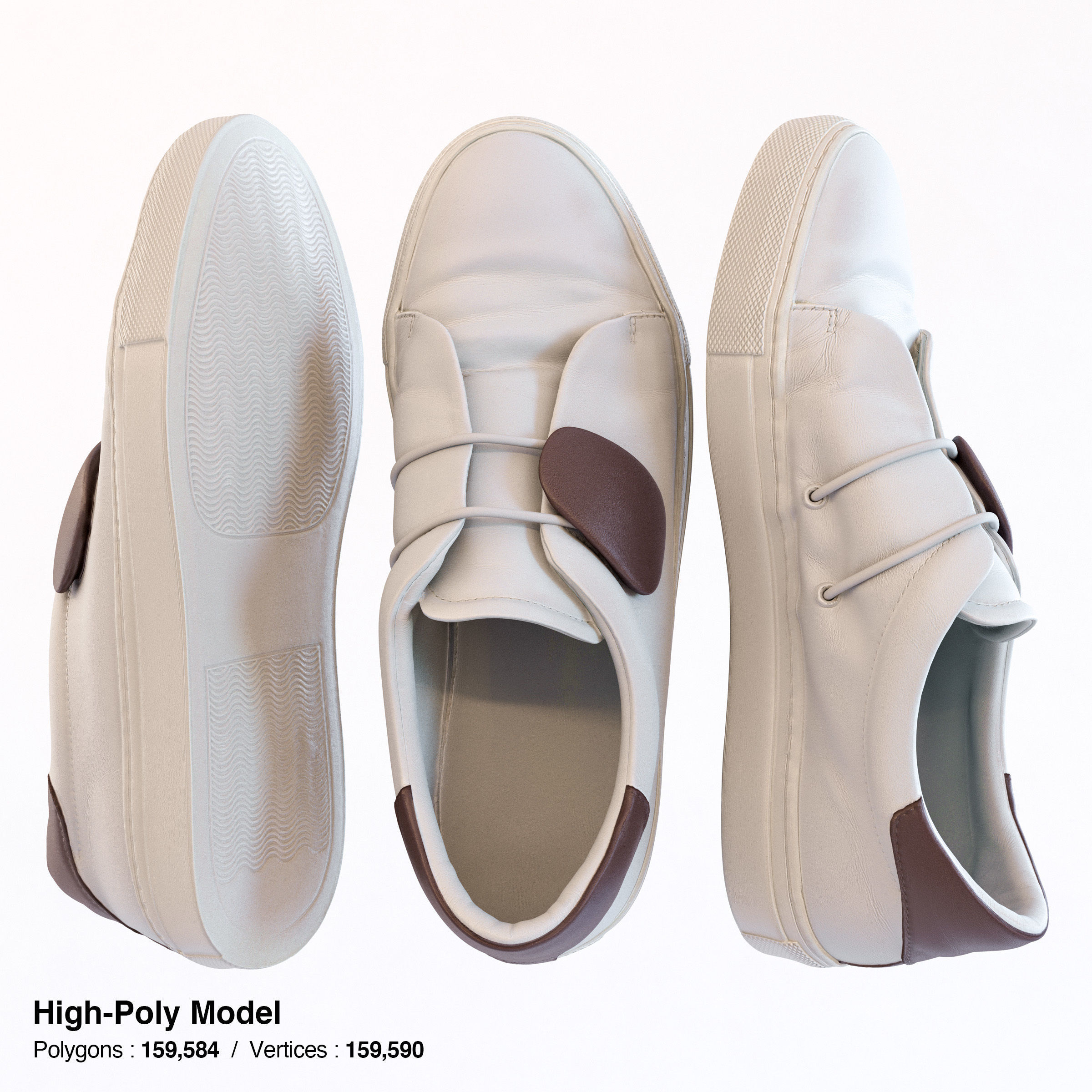 Elastic Strap Sneaker Low-poly 3D model_8