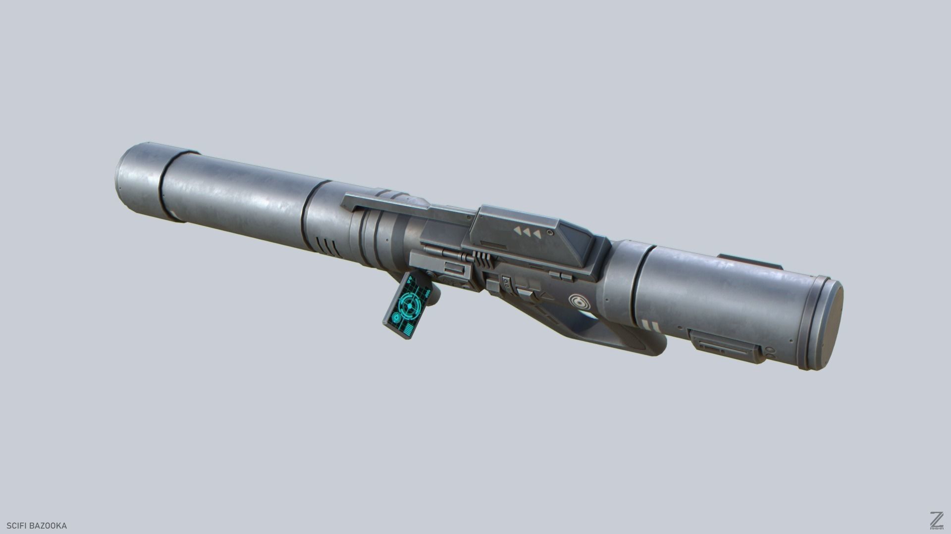 Scifi bazooka Low-poly 3D model_6