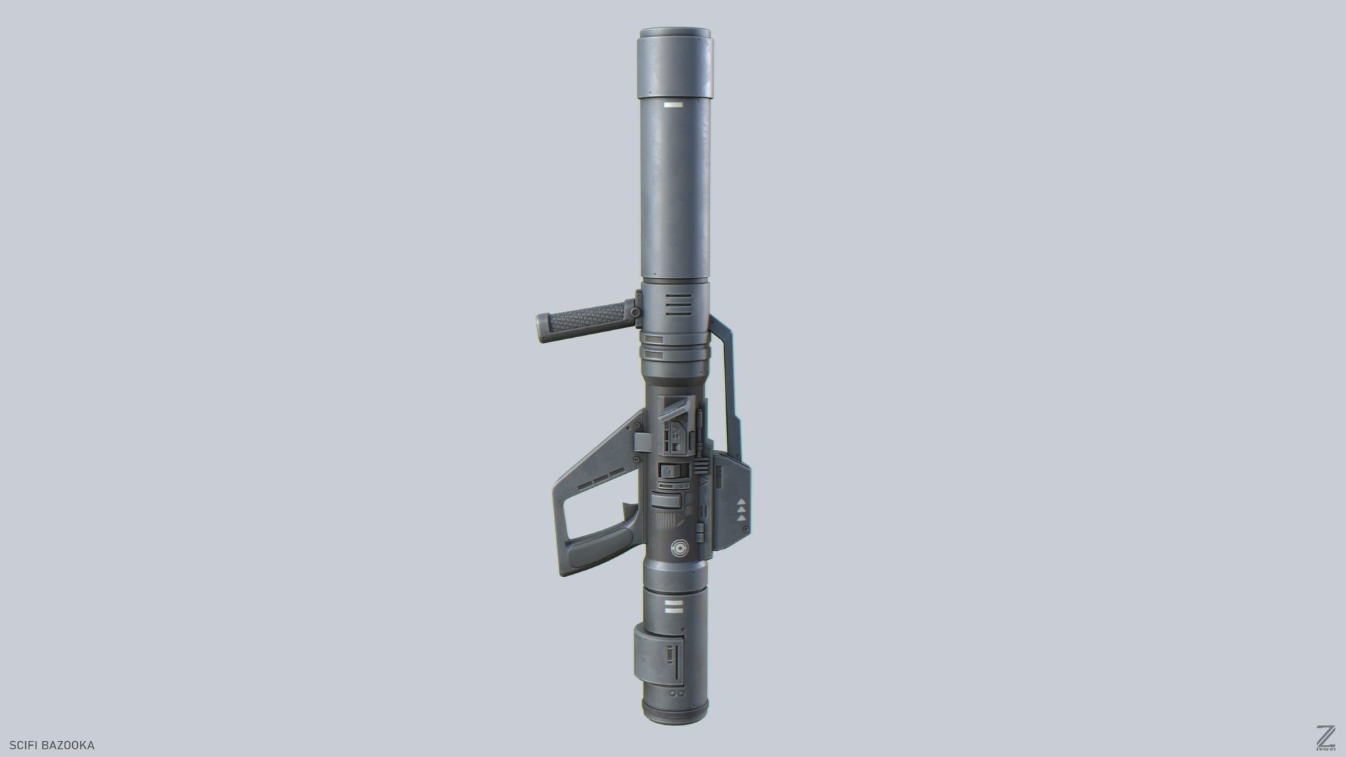 Scifi bazooka Low-poly 3D model_7