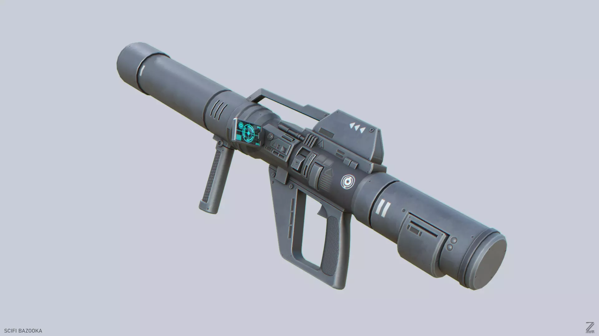 Scifi bazooka Low-poly 3D model_0