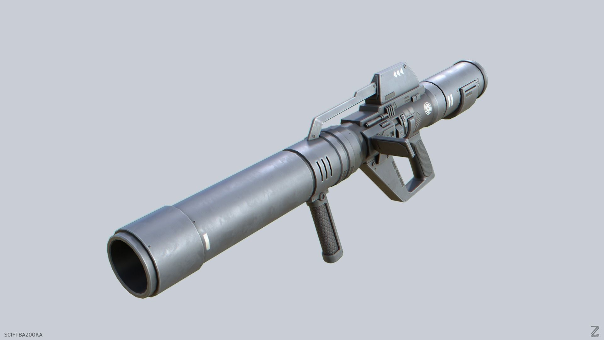 Scifi bazooka Low-poly 3D model_5