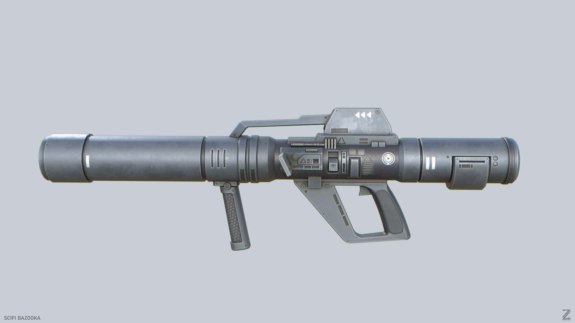 Scifi bazooka Low-poly 3D model_1