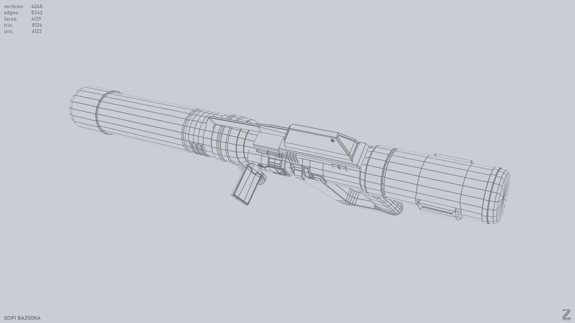 Scifi bazooka Low-poly 3D model_12