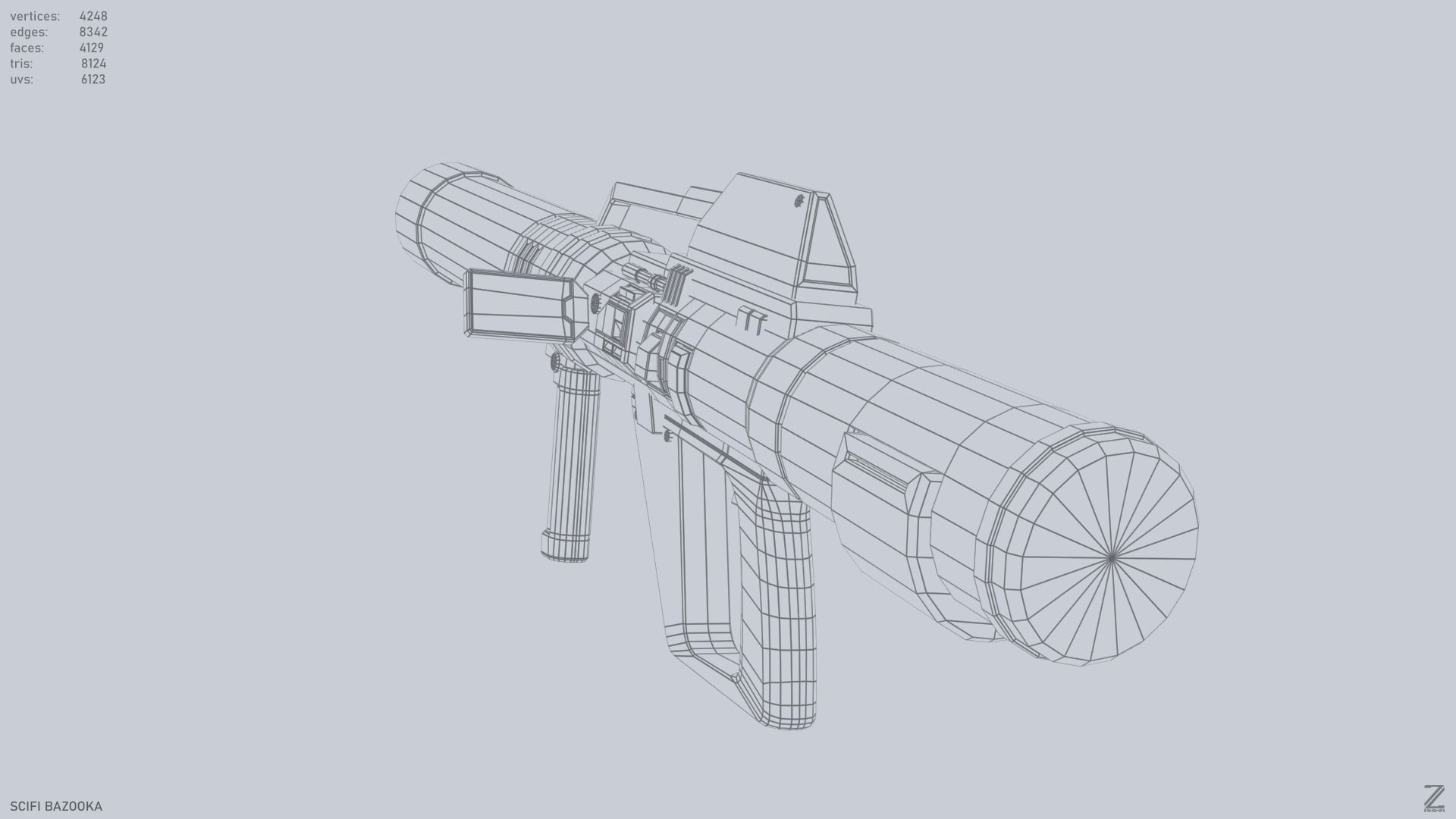 Scifi bazooka Low-poly 3D model_10