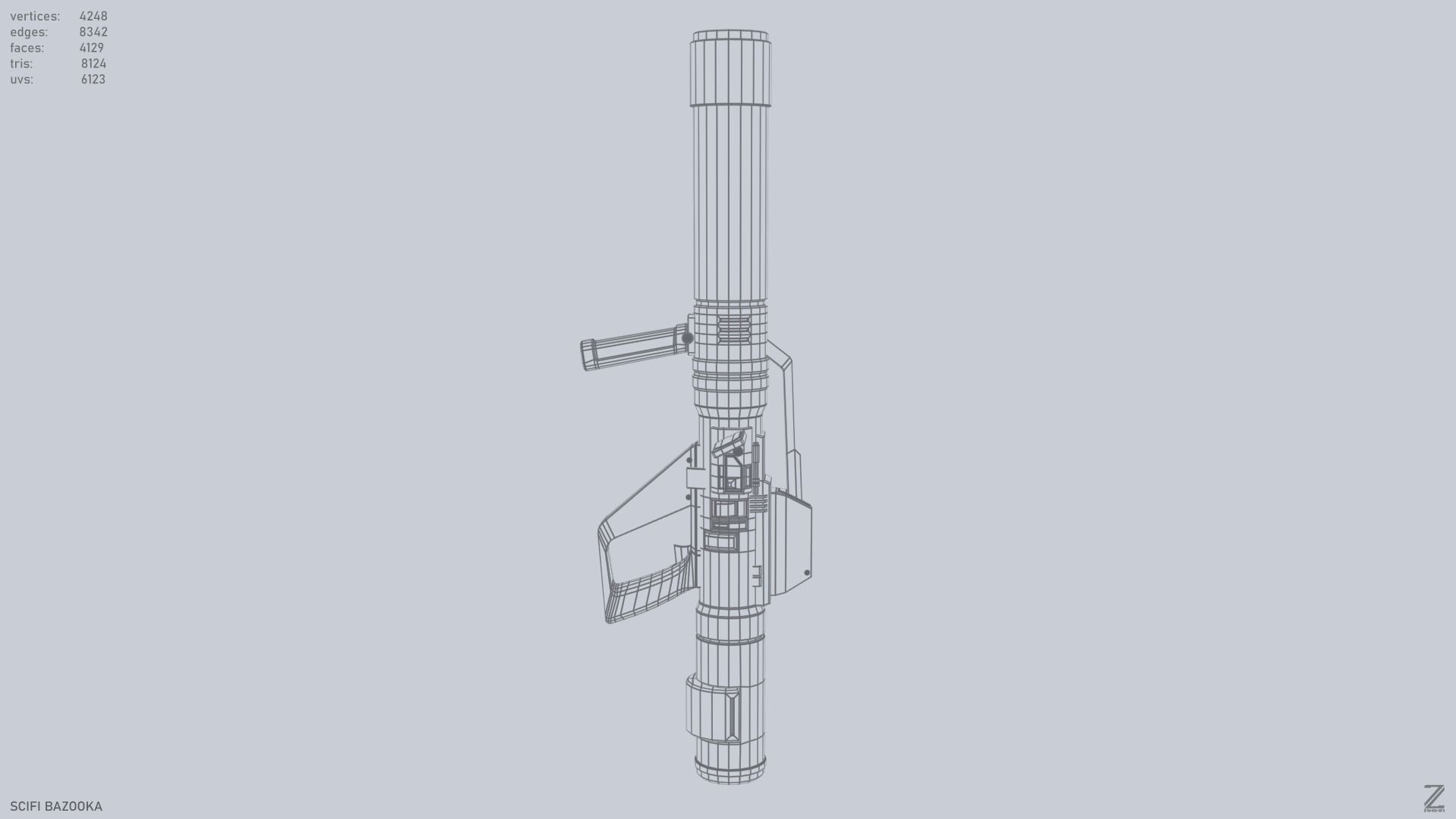 Scifi bazooka Low-poly 3D model_13