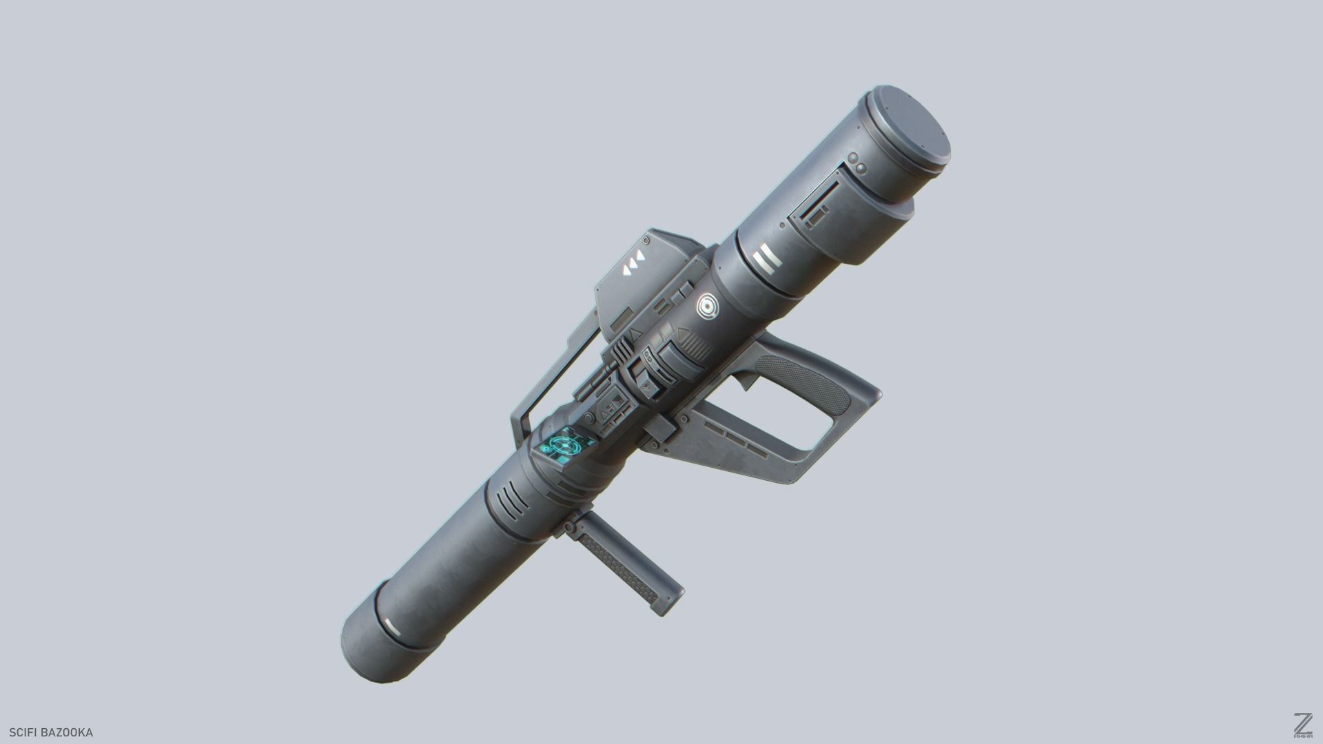 Scifi bazooka Low-poly 3D model_8