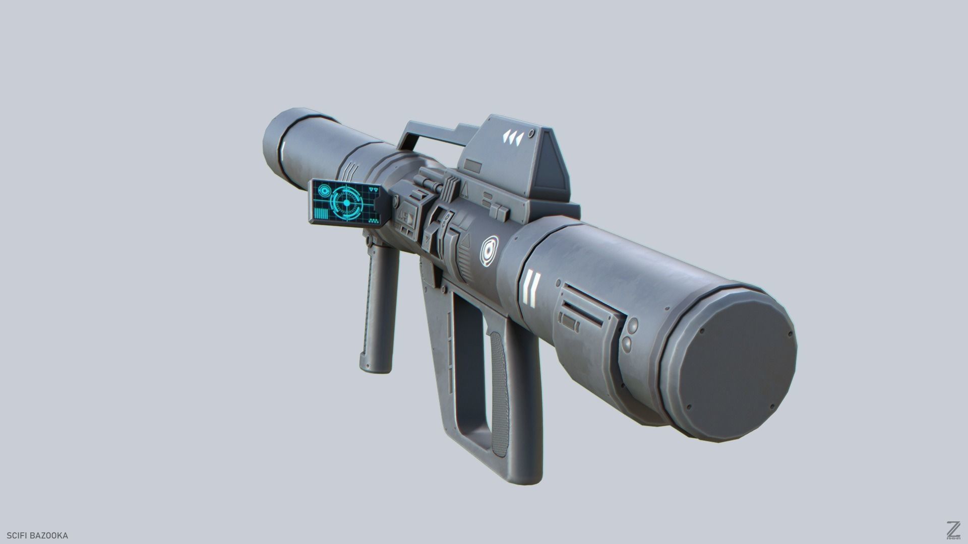 Scifi bazooka Low-poly 3D model_4