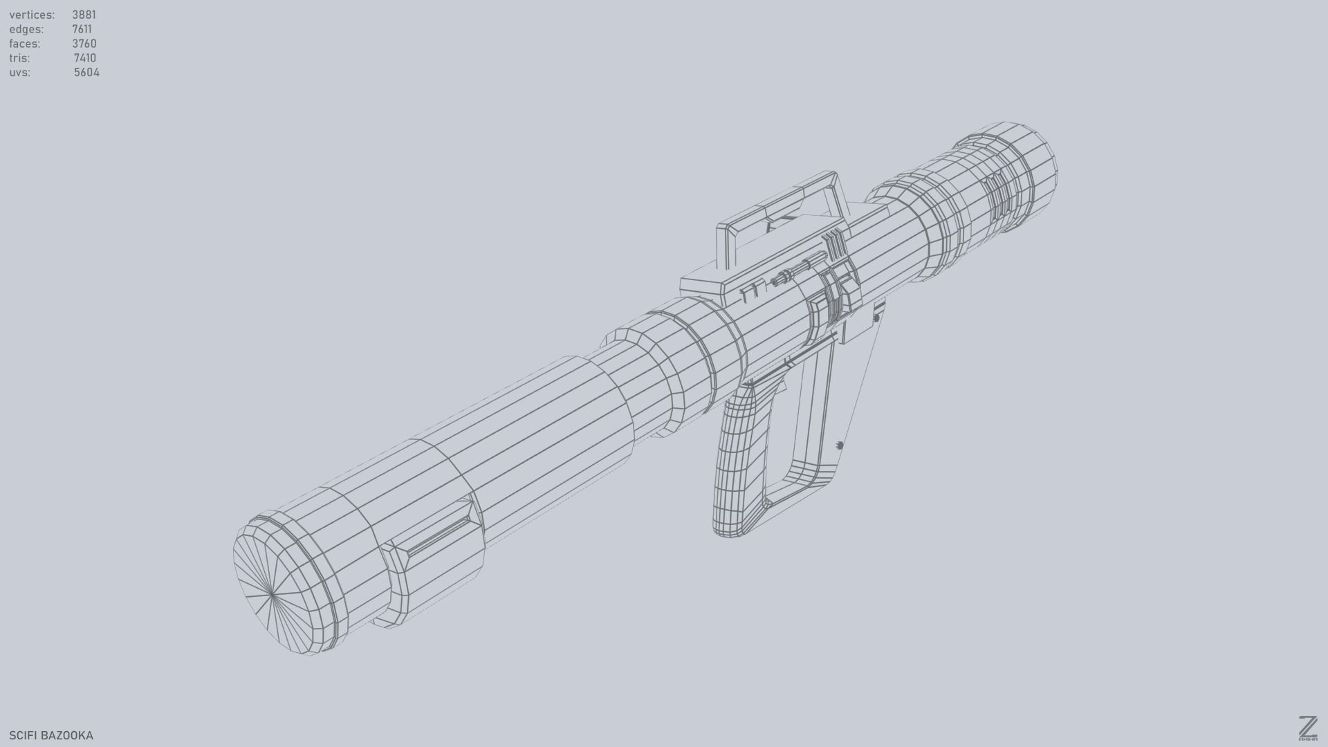 Scifi bazooka Low-poly 3D model_11