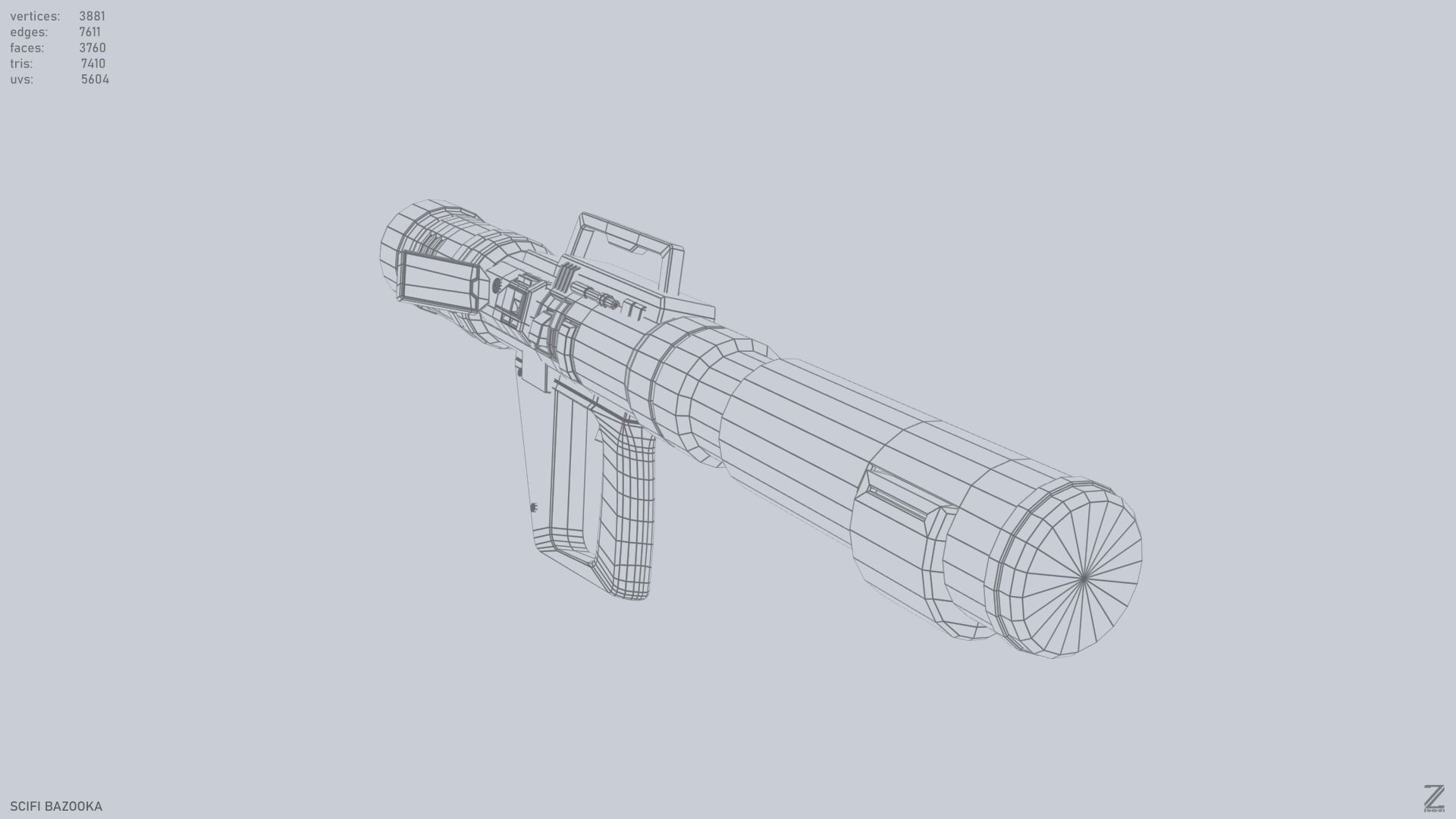 Scifi bazooka Low-poly 3D model_10