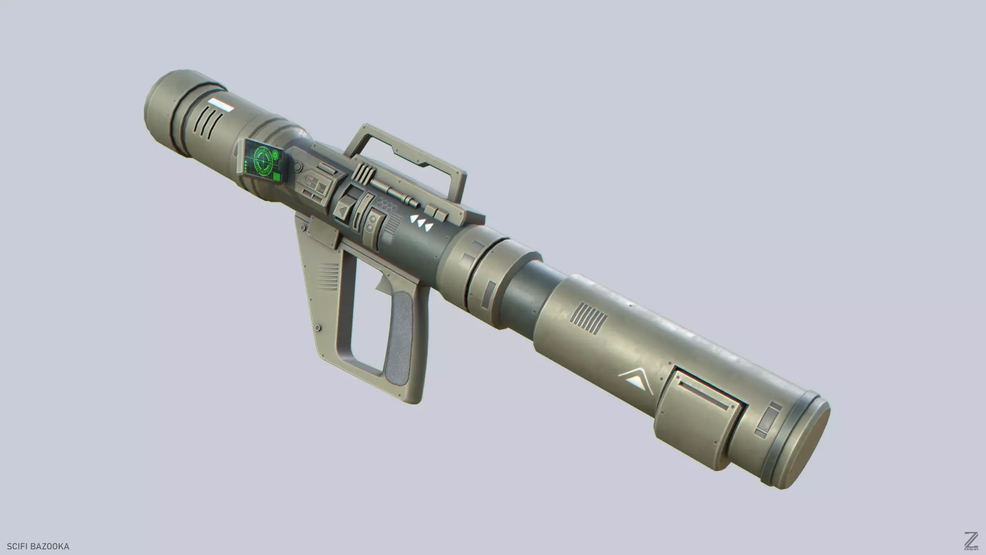 Scifi bazooka Low-poly 3D model_0