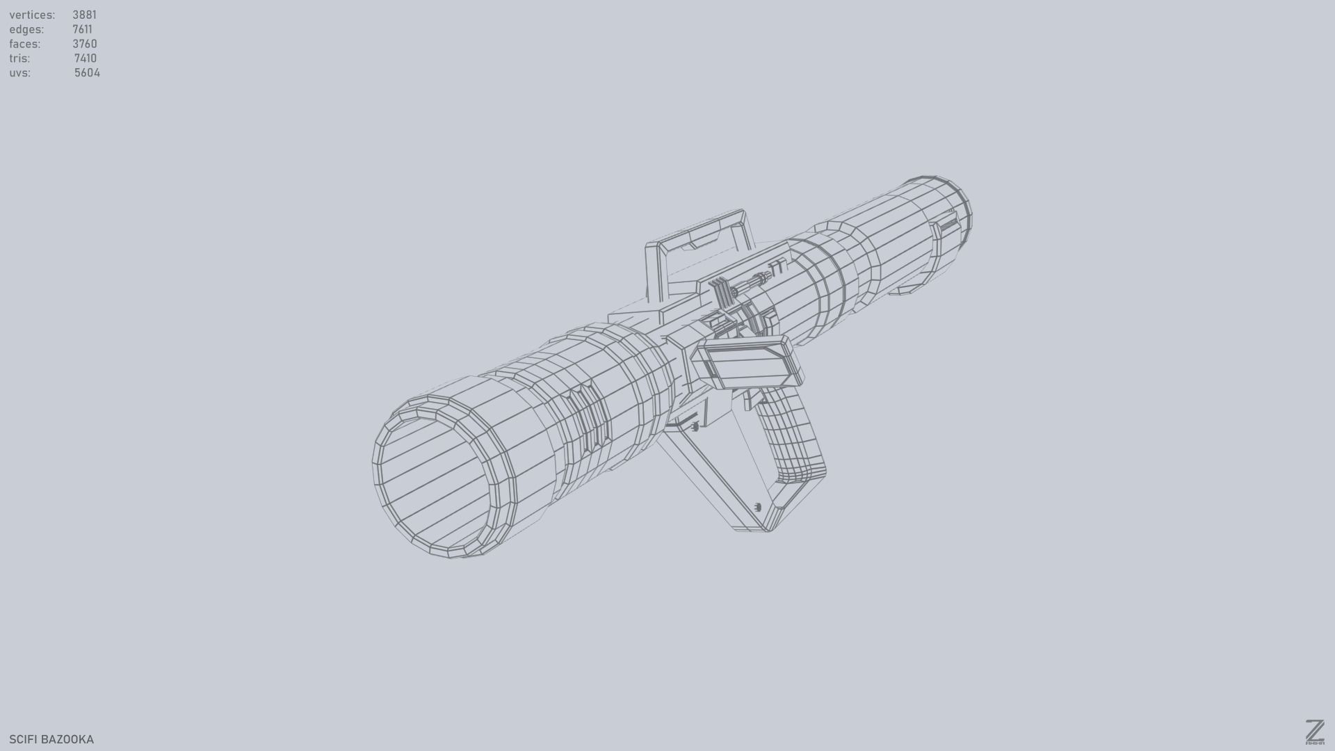 Scifi bazooka Low-poly 3D model_12