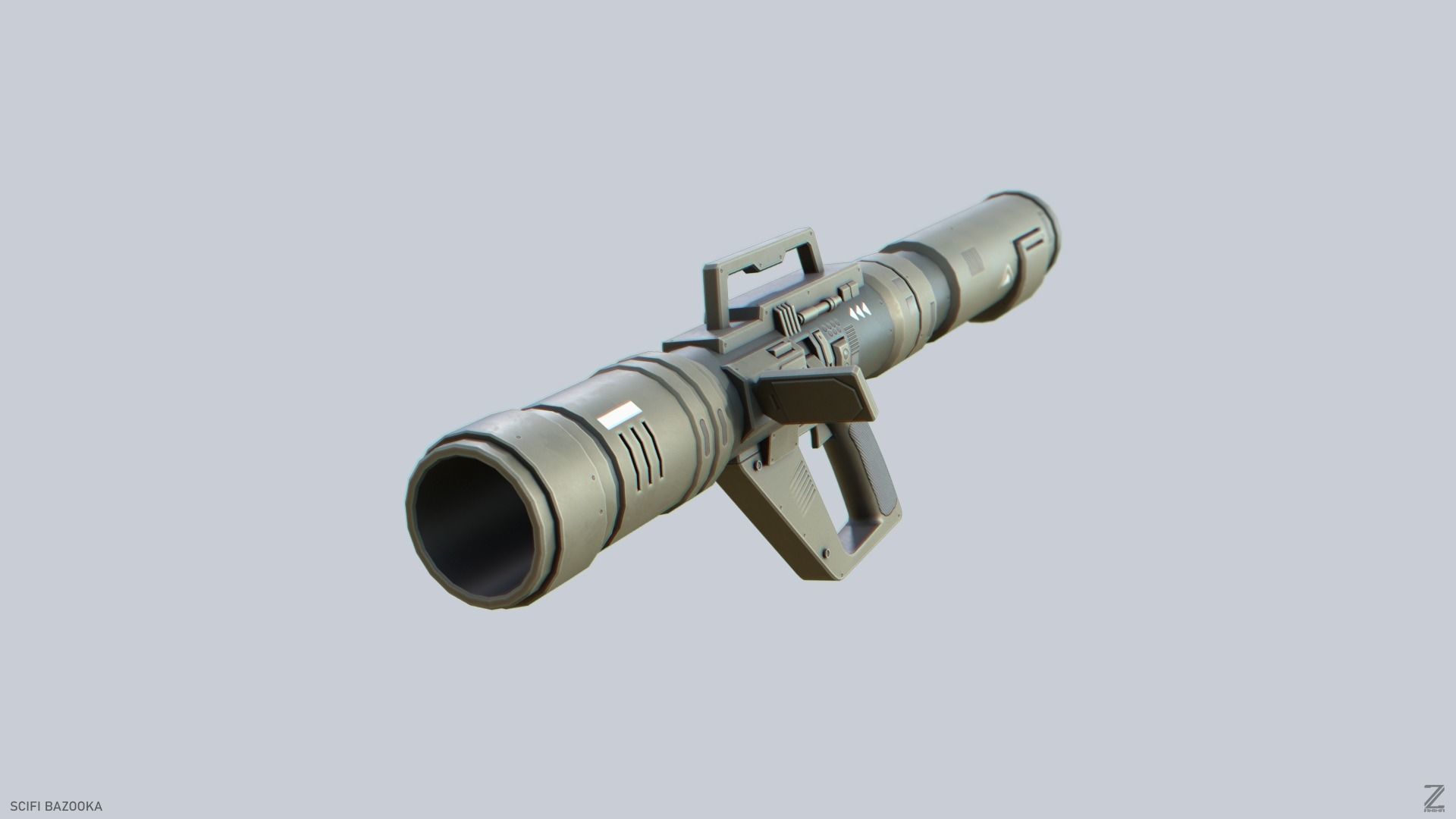 Scifi bazooka Low-poly 3D model_6