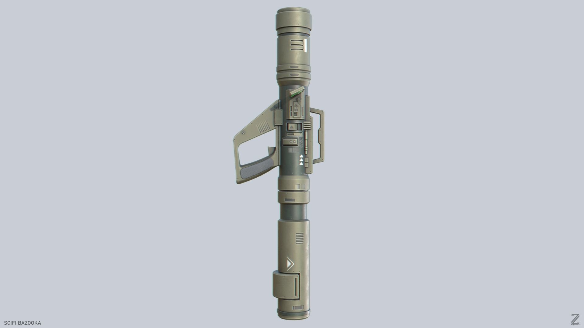 Scifi bazooka Low-poly 3D model_7
