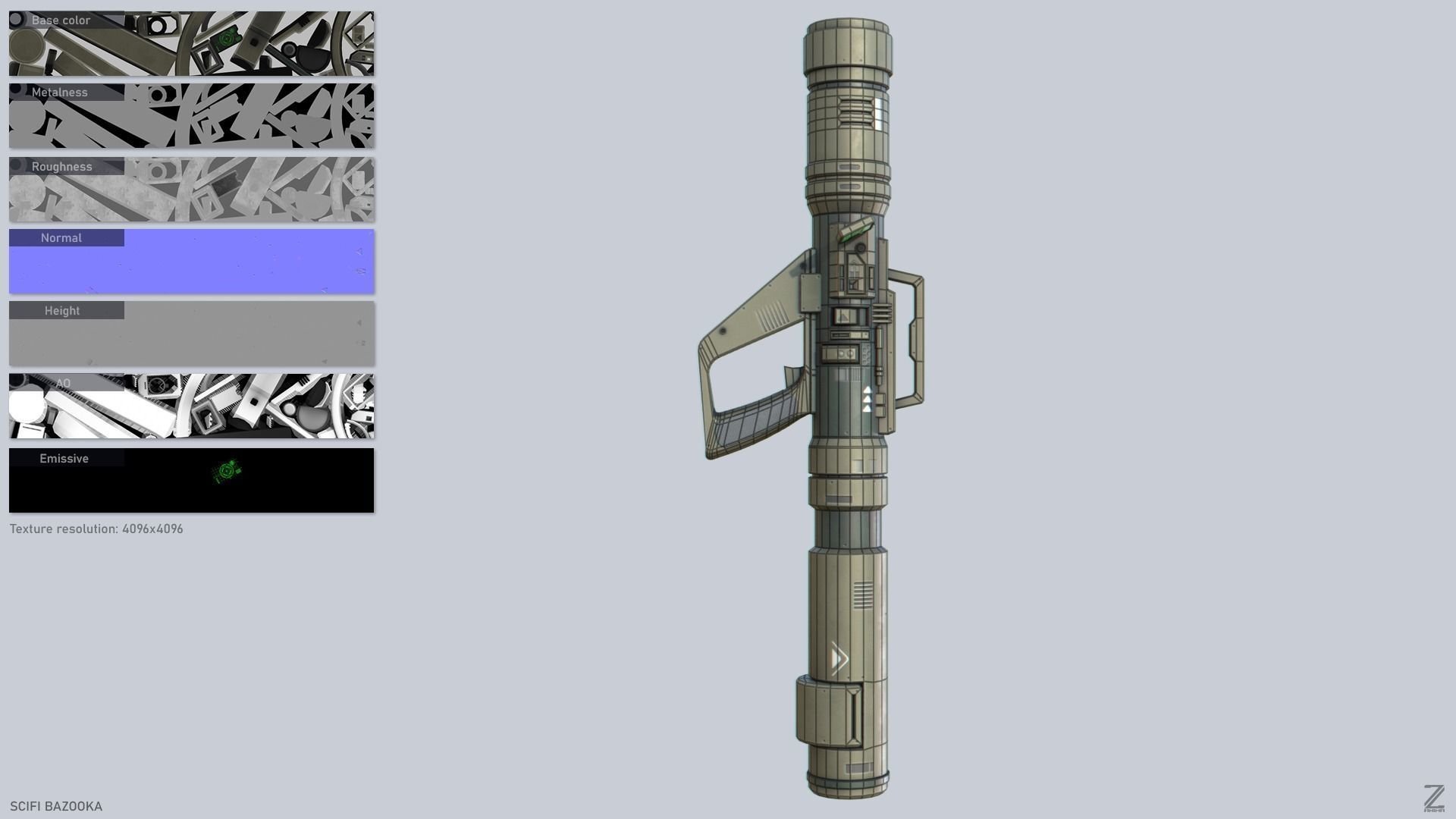 Scifi bazooka Low-poly 3D model_2