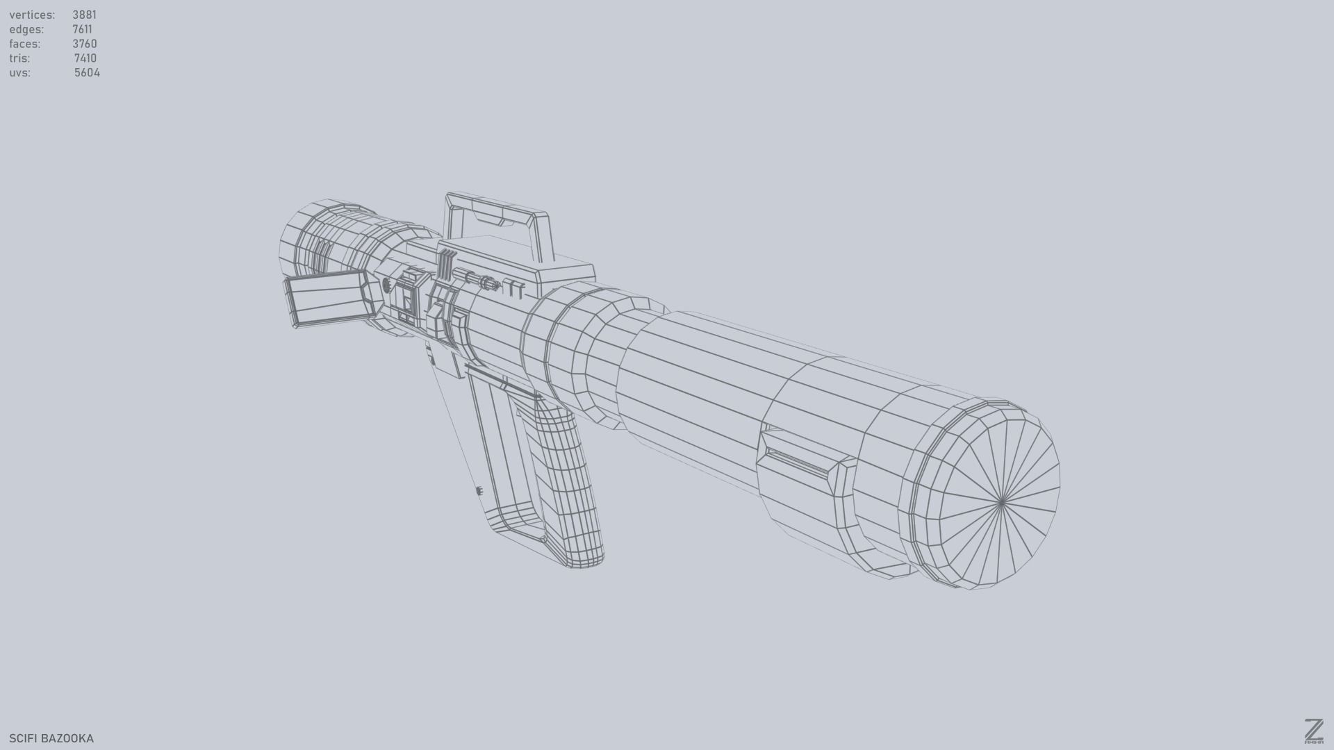 Scifi bazooka Low-poly 3D model_14