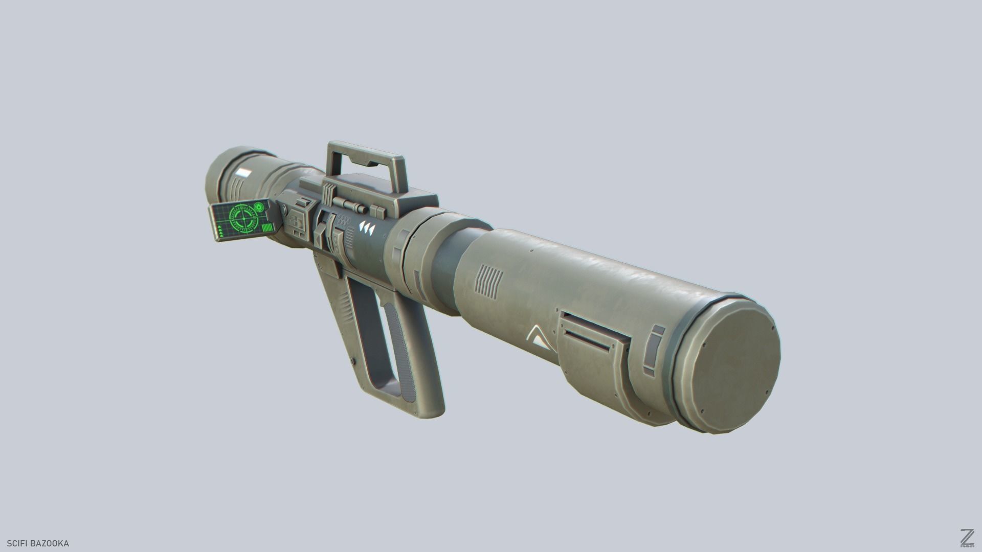 Scifi bazooka Low-poly 3D model_8