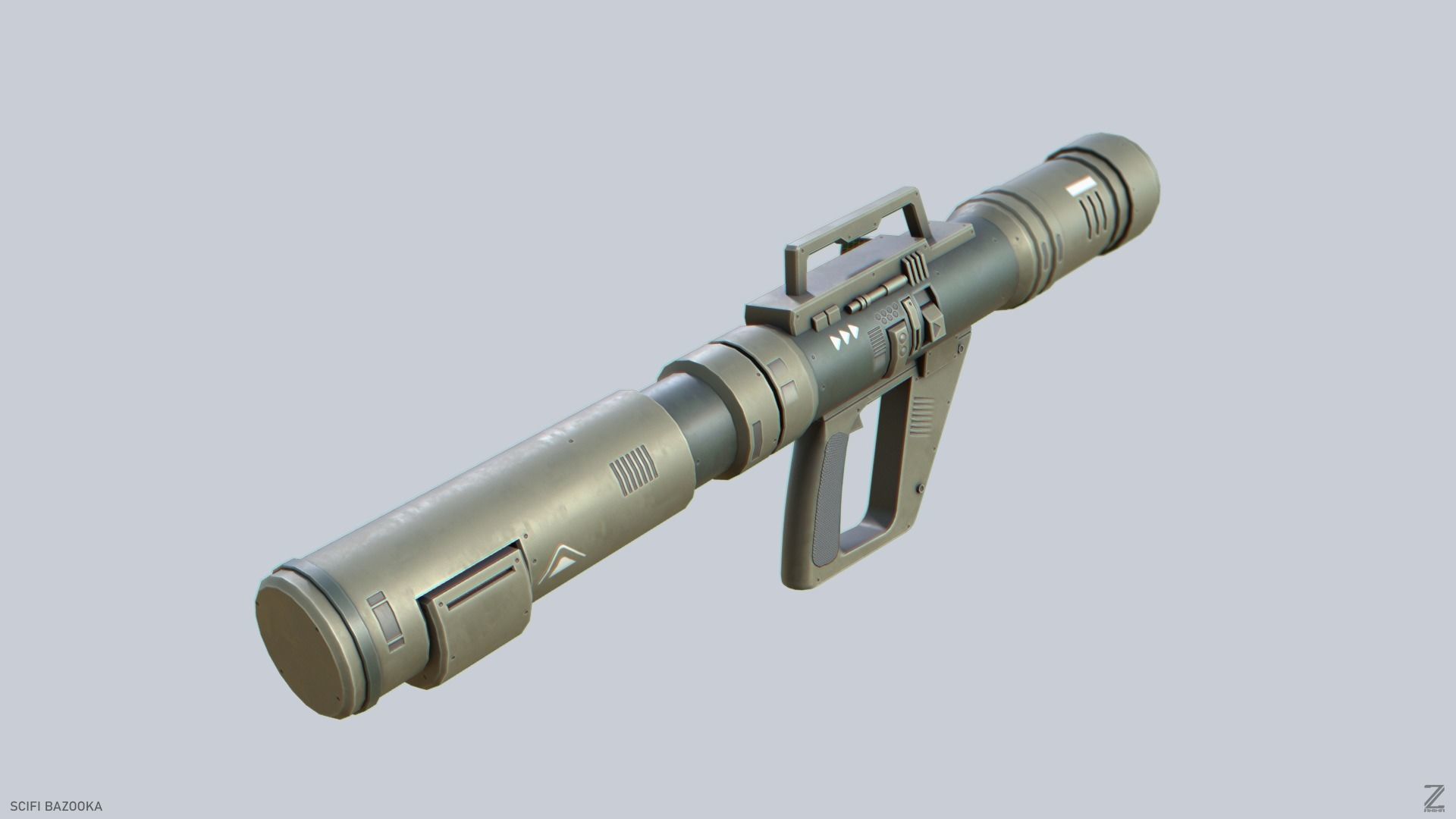 Scifi bazooka Low-poly 3D model_5