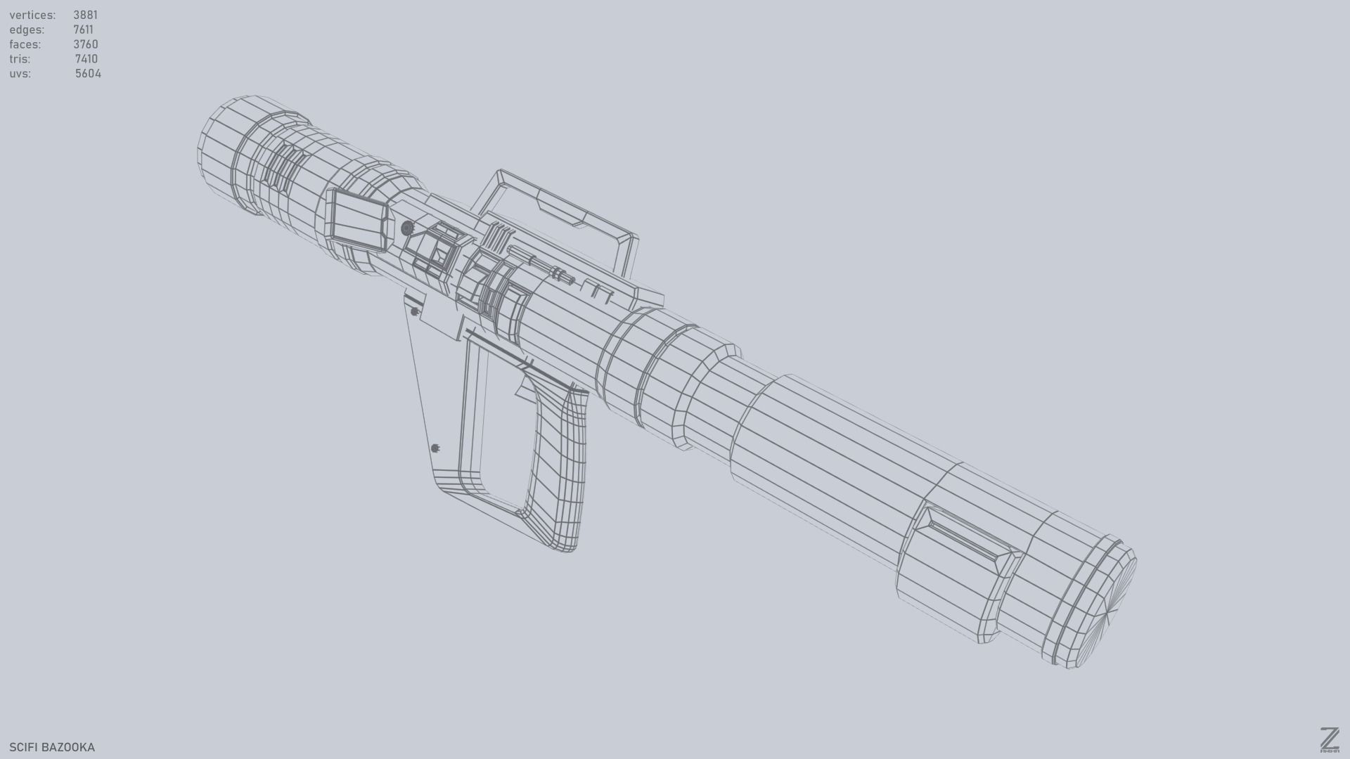 Scifi bazooka Low-poly 3D model_9
