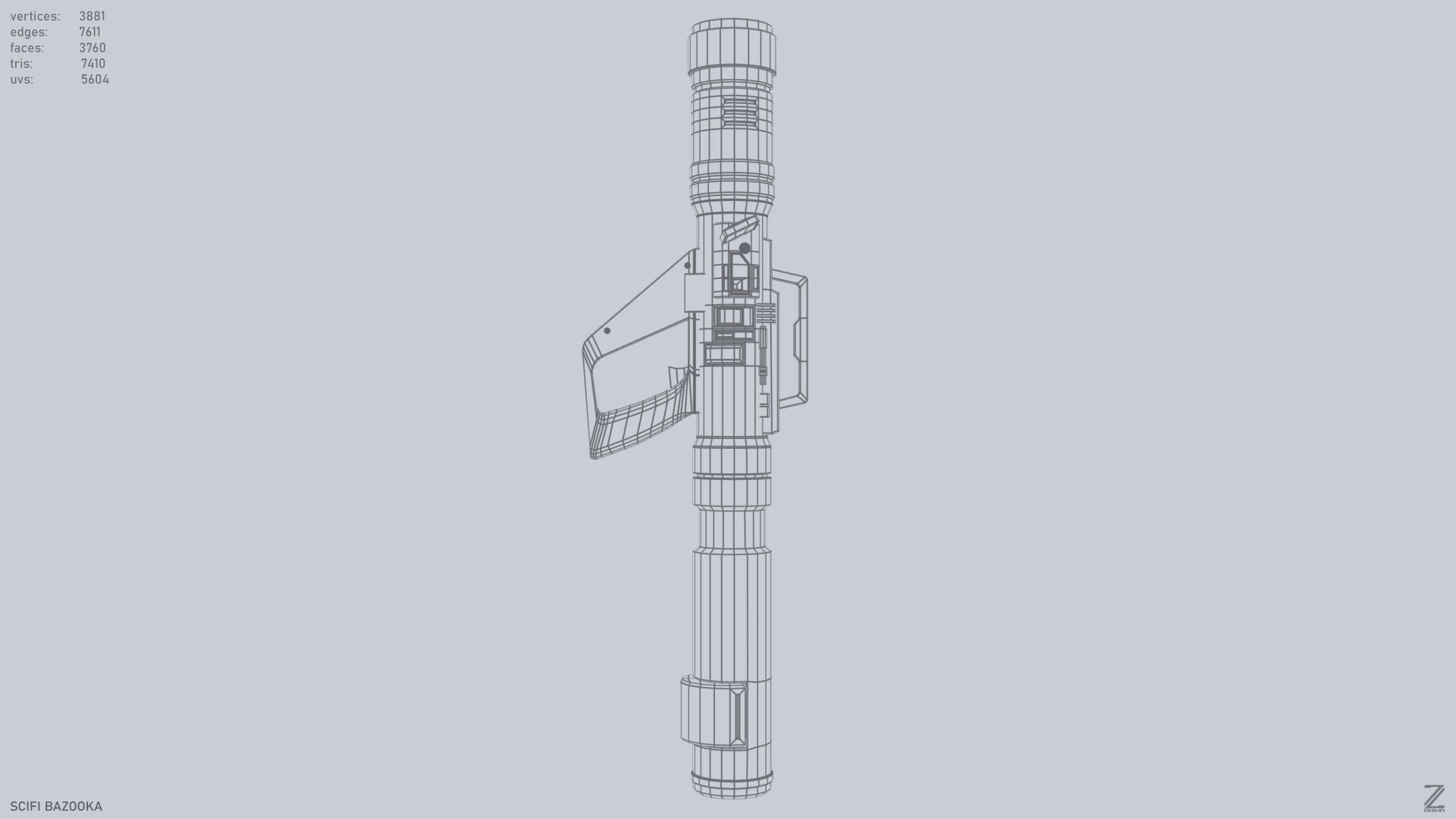 Scifi bazooka Low-poly 3D model_13