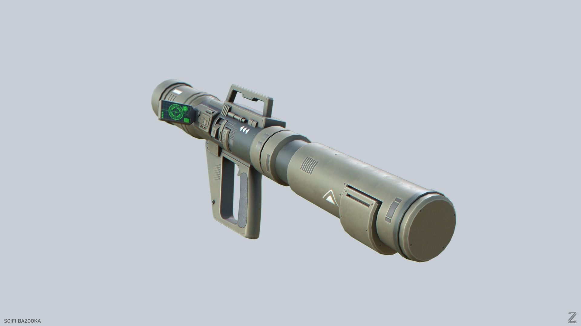 Scifi bazooka Low-poly 3D model_1