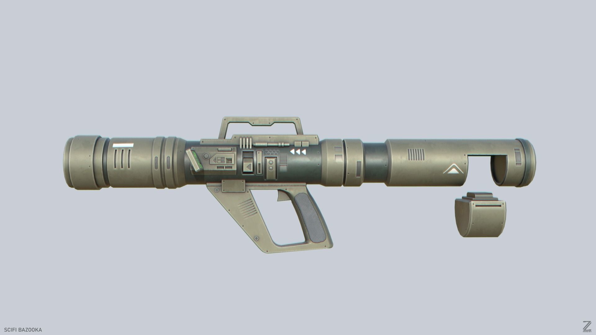 Scifi bazooka Low-poly 3D model_4