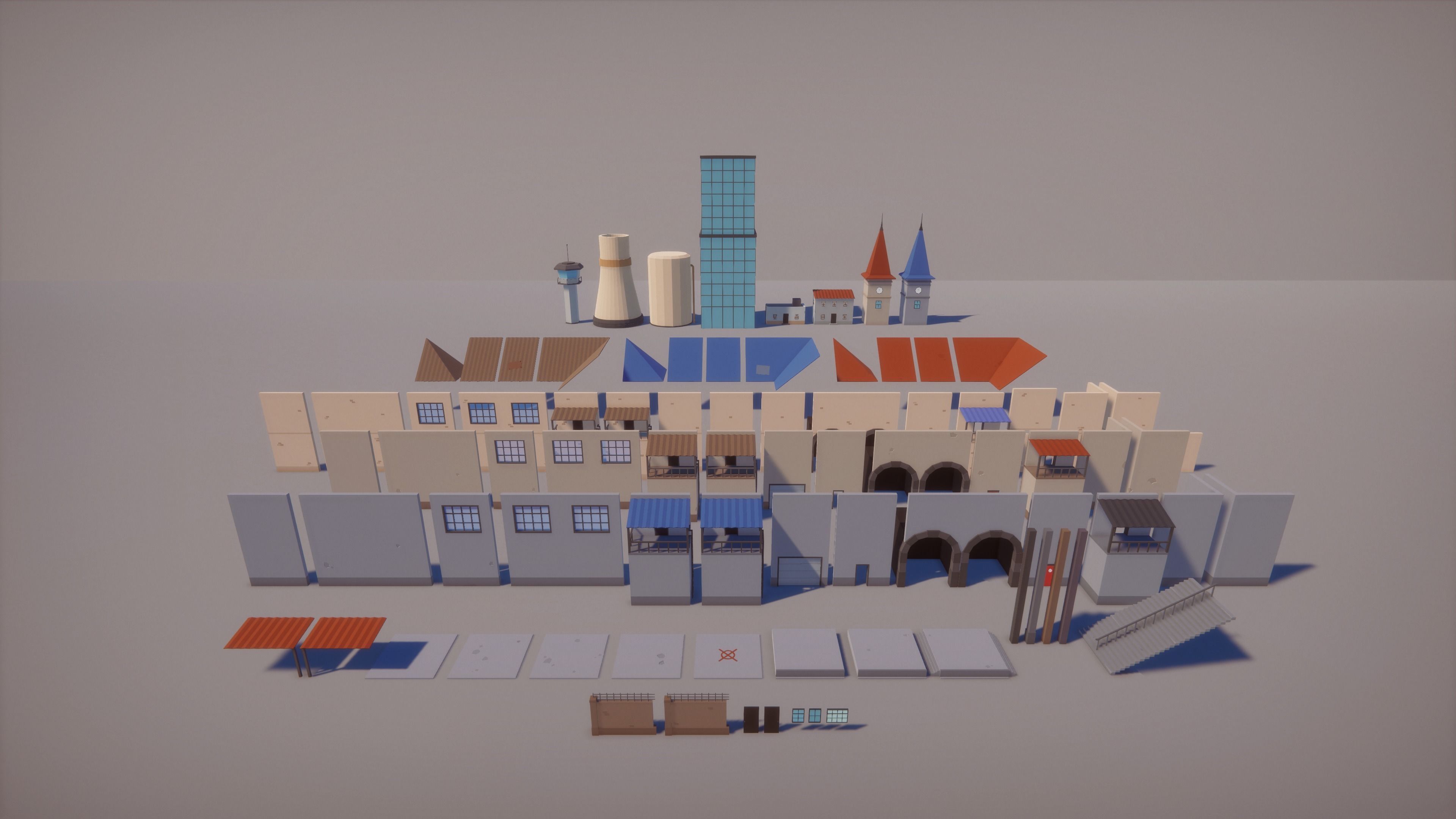 Low Poly FPS Map Vol5 - Railway Station Map with Trains Low-poly 3D model_7