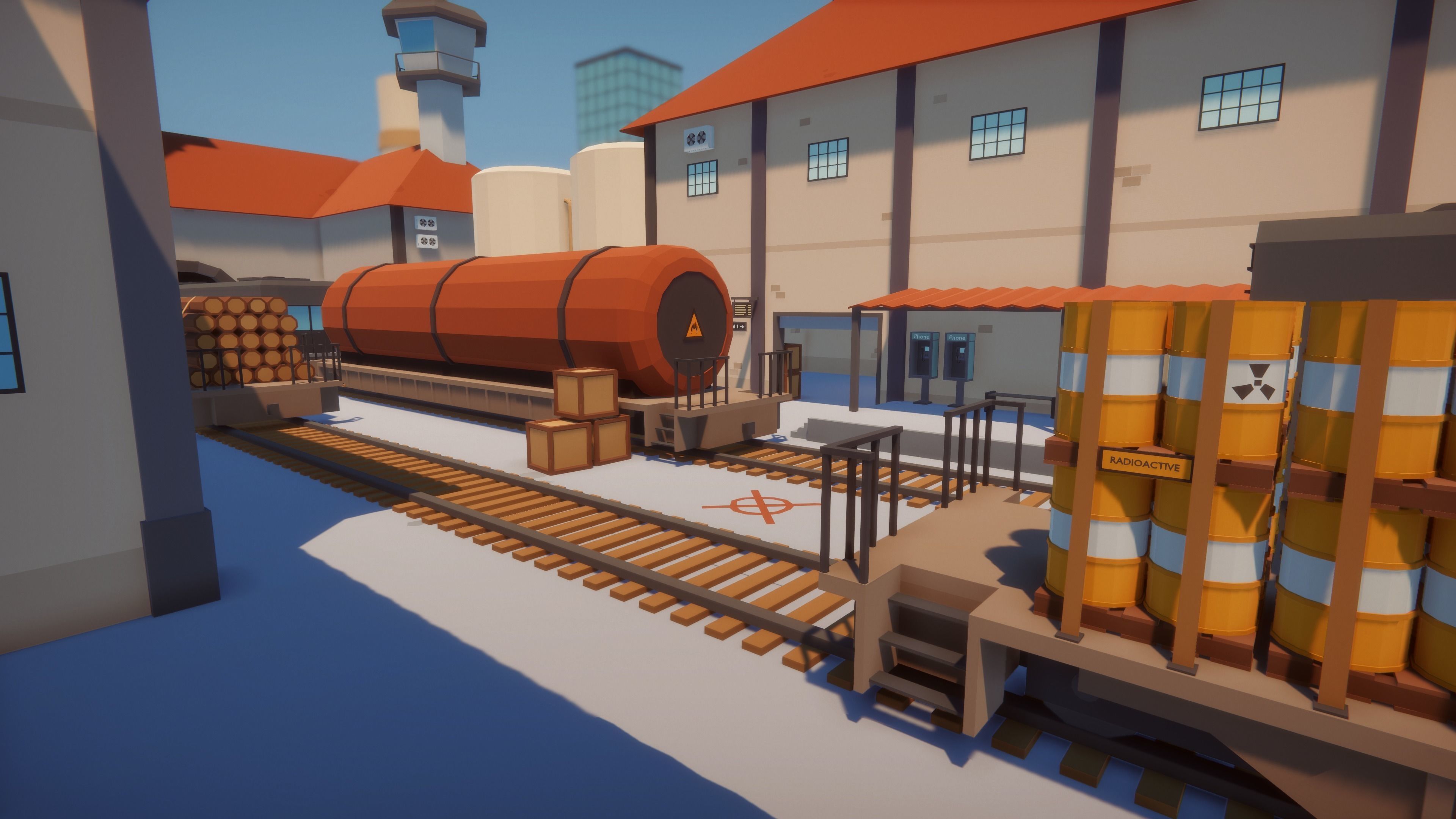 Low Poly FPS Map Vol5 - Railway Station Map with Trains Low-poly 3D model_3