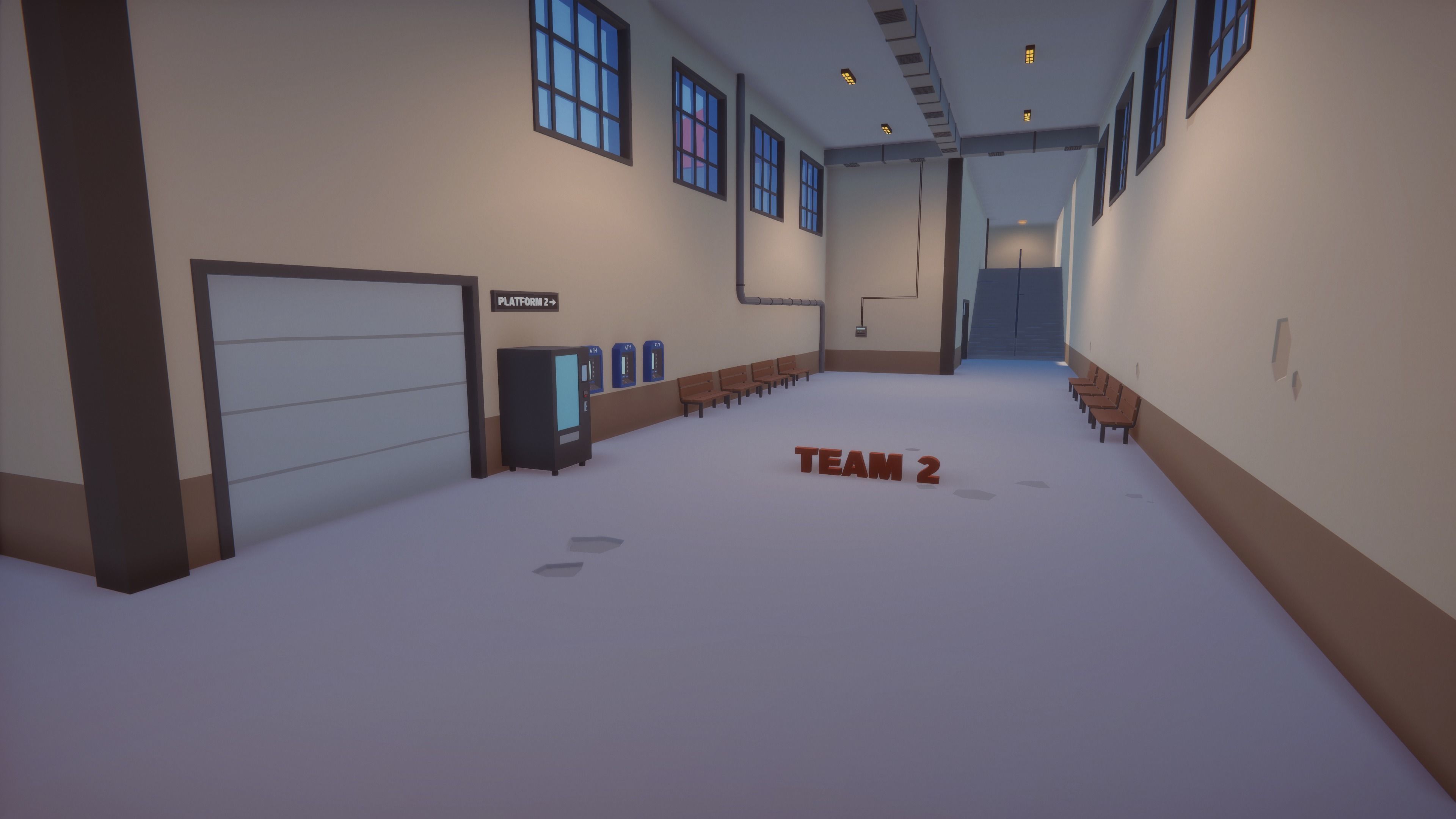 Low Poly FPS Map Vol5 - Railway Station Map with Trains Low-poly 3D model_6