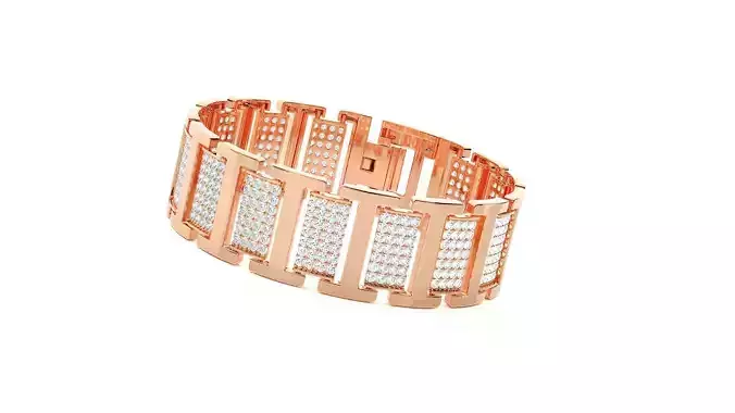 High Jewelry Diamond Head Bracelet 3dm stl renders details