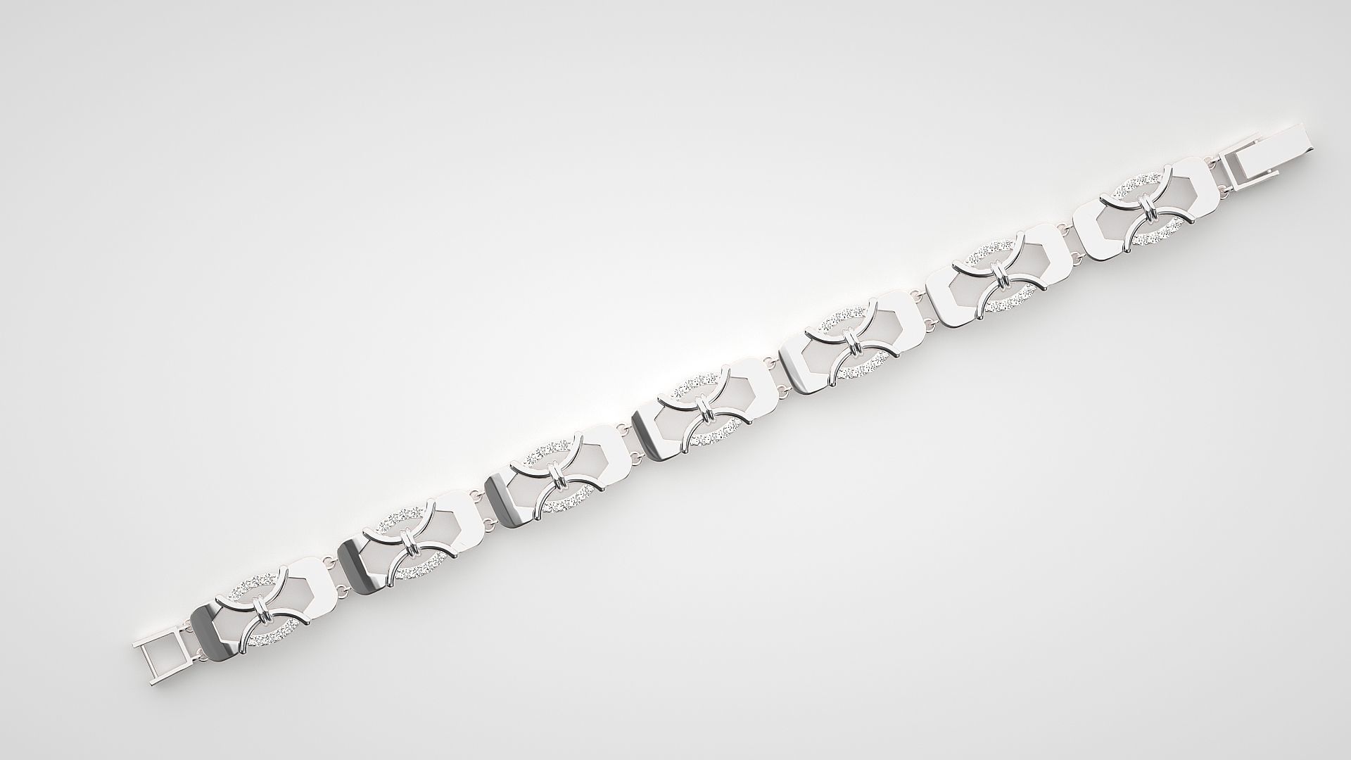 High Jewelry Diamond Bracelet 3dm stl renders details 3D print model_8