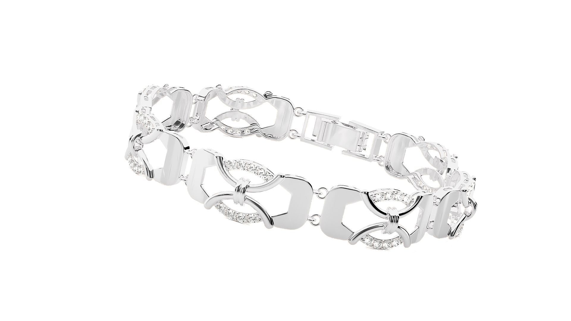 High Jewelry Diamond Bracelet 3dm stl renders details 3D print model_11