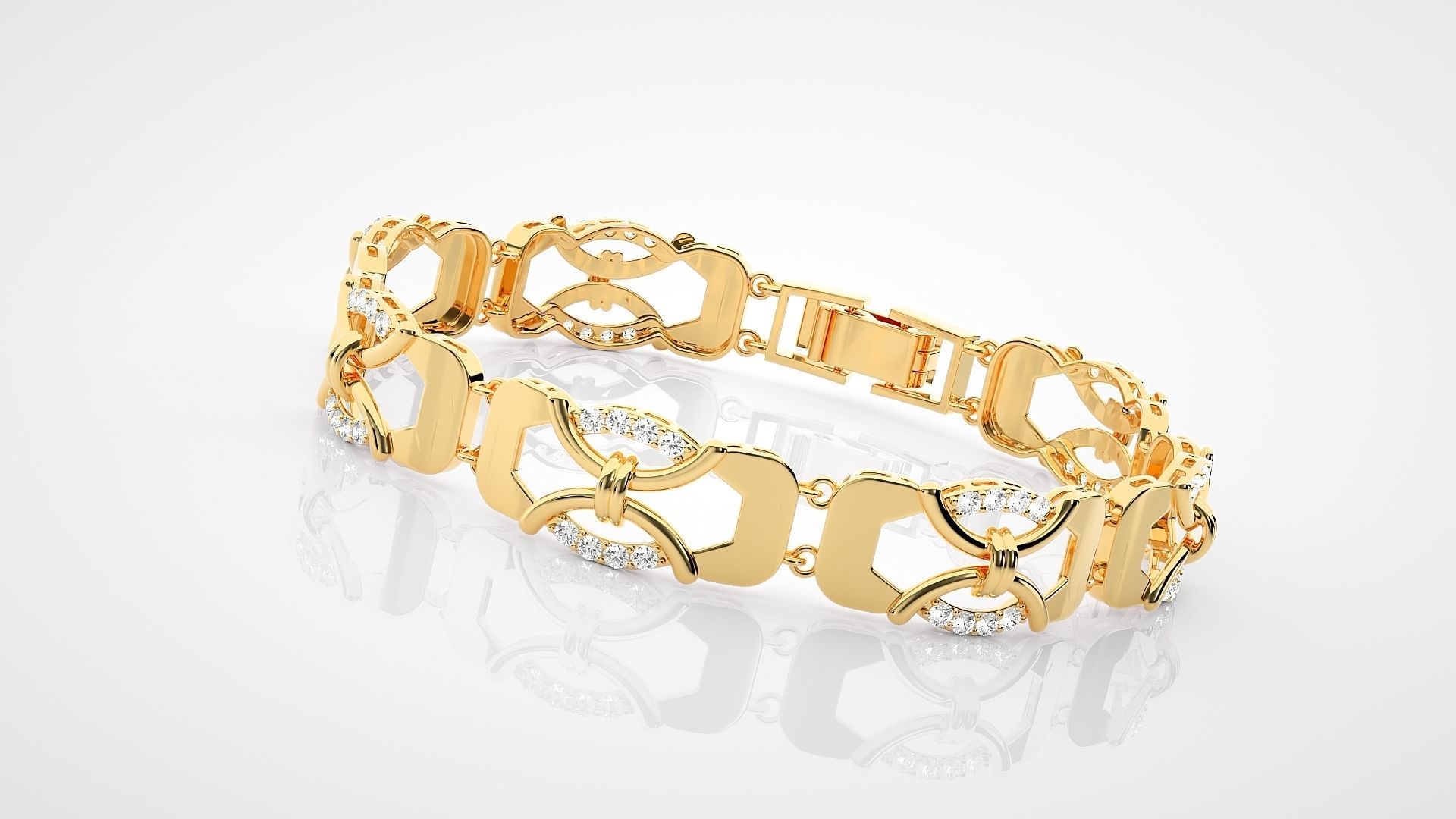 High Jewelry Diamond Bracelet 3dm stl renders details 3D print model_17