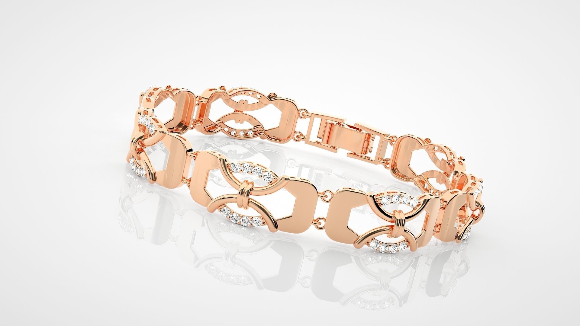 High Jewelry Diamond Bracelet 3dm stl renders details 3D print model_5