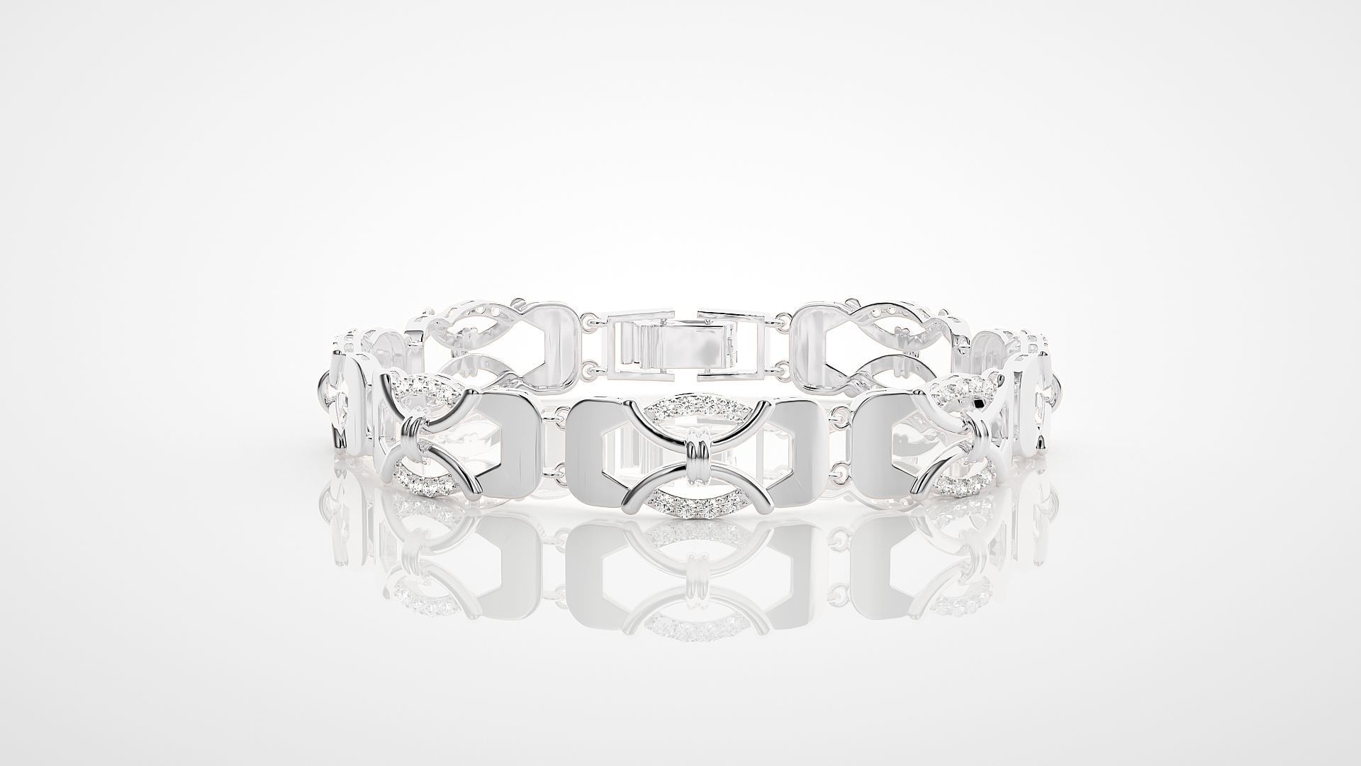 High Jewelry Diamond Bracelet 3dm stl renders details 3D print model_12